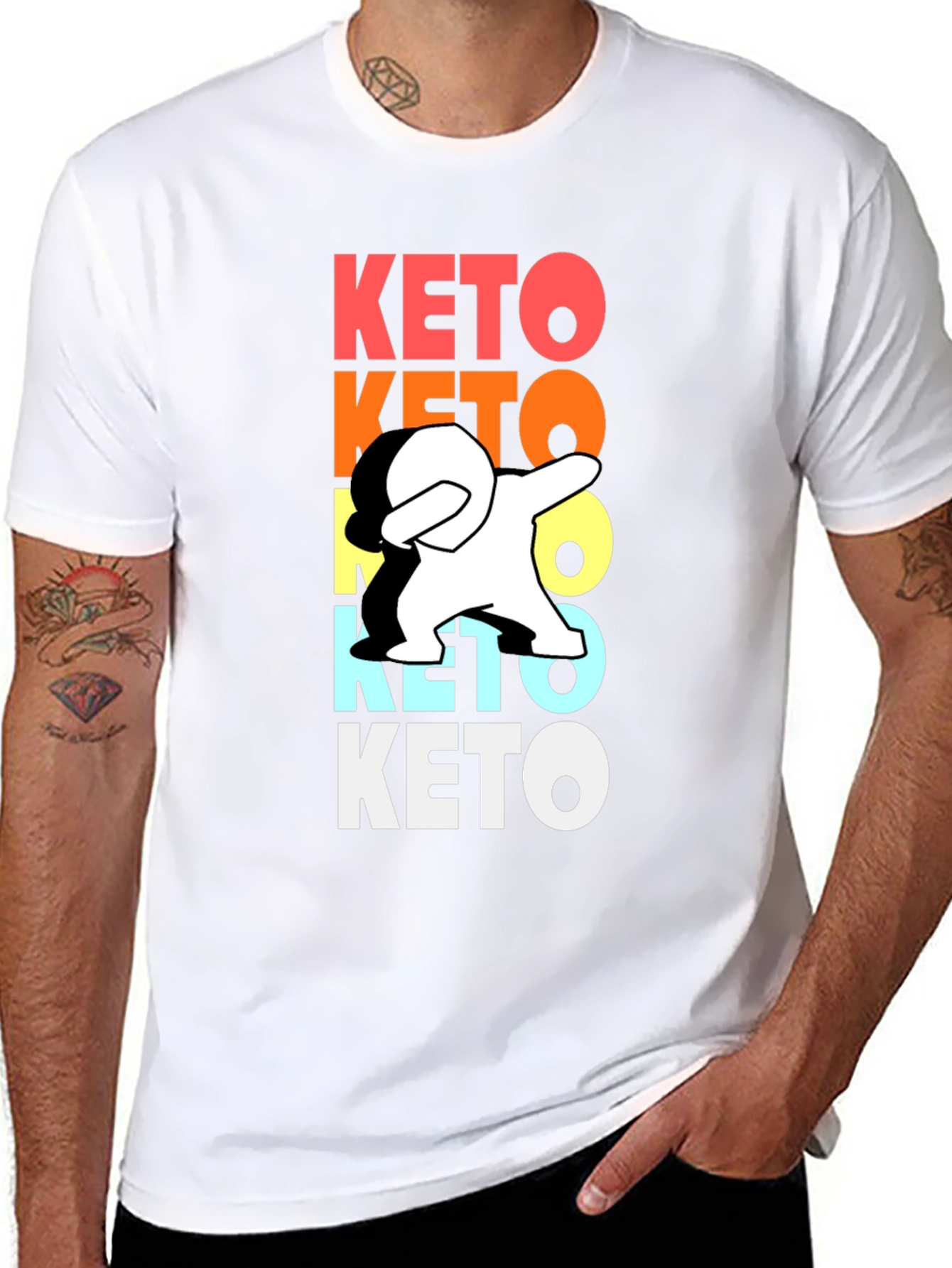 Black Keto Dab Funny Graphic T-Shirt view 8