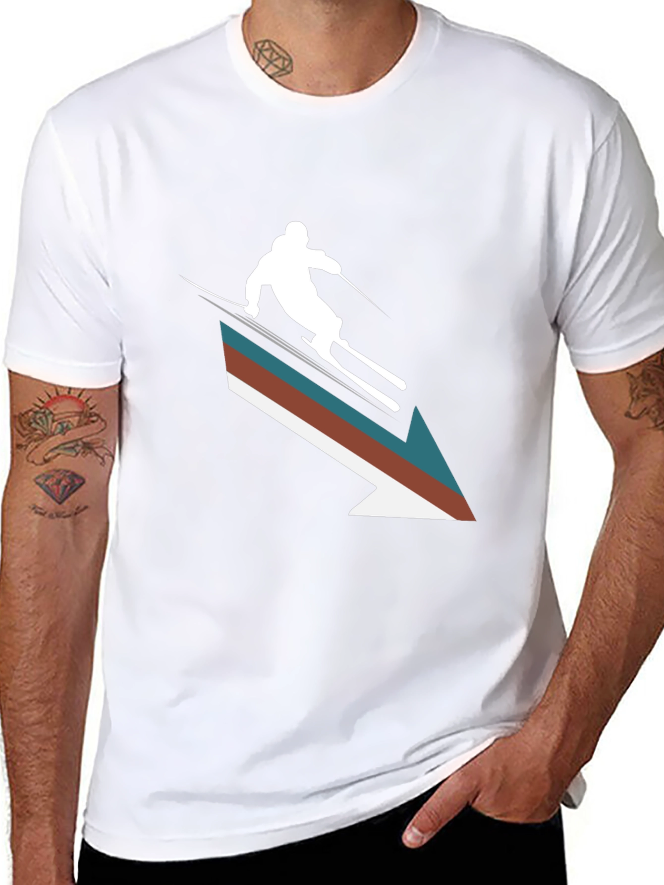 Black Retro Ski Arrow T-Shirt - Stylish Winter Apparel view 8