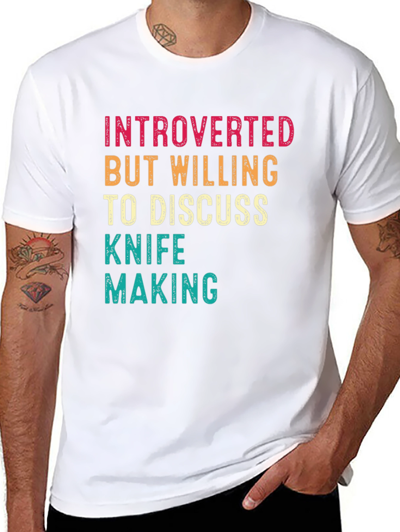 Black Introverted Knife Making Graphic Tee view 8