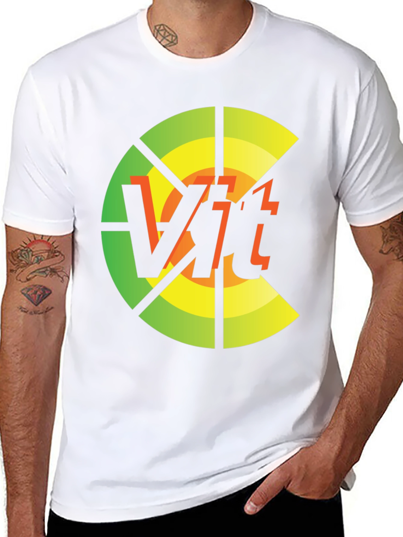 Black Vit T-Shirt: Circular Abstract Graphic Tee view 8