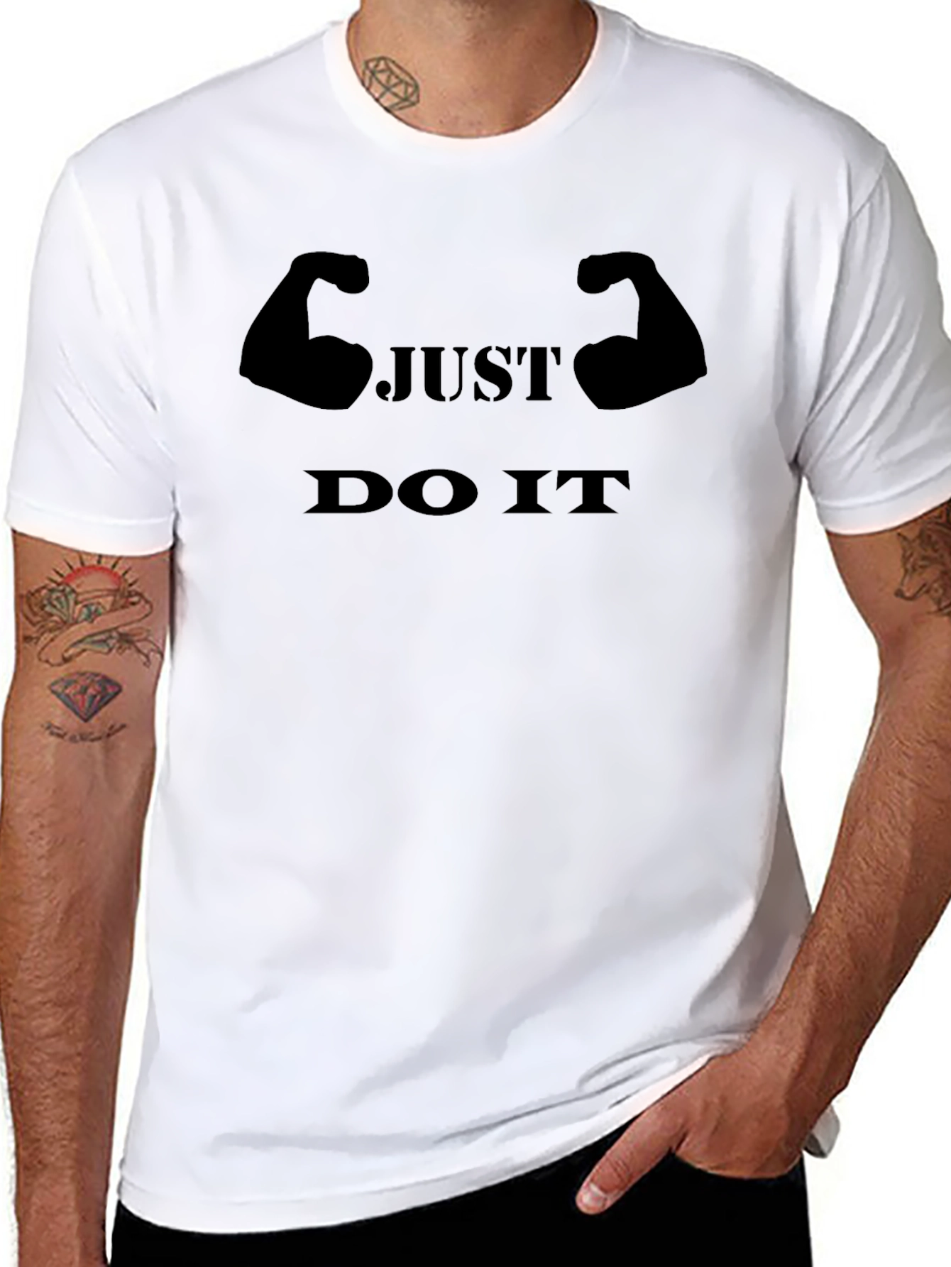 Black Just Do It Black Graphic Tee - Gym Motivation Shirt view 8