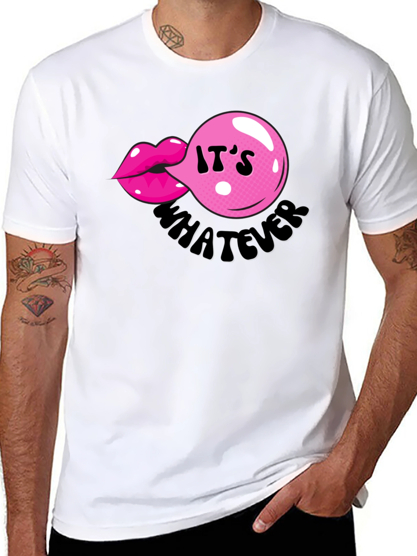 It's Whatever Bubble Gum Lip T-Shirt - 8