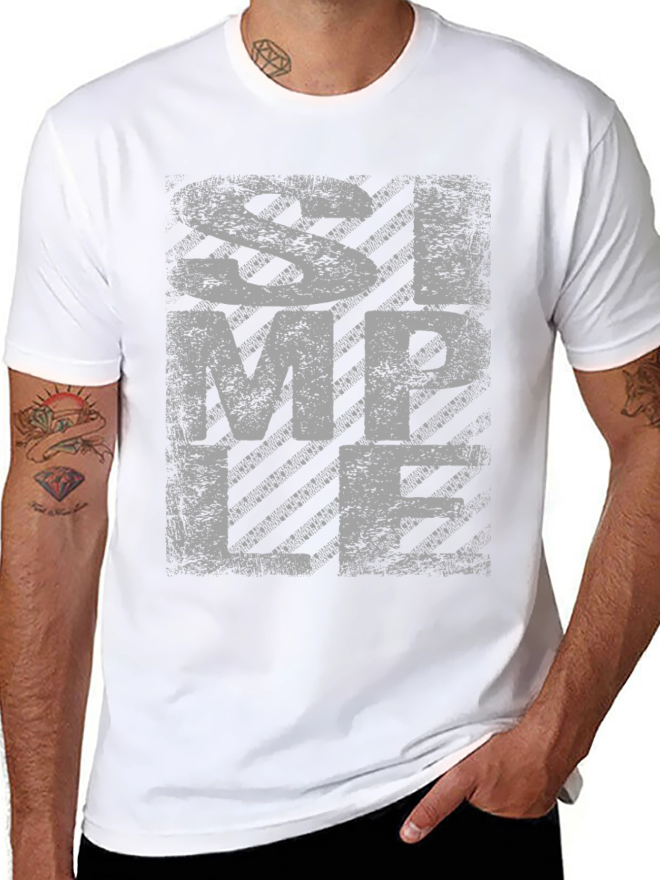 Simple Graphic T-Shirt - Men's Black Tee - 8