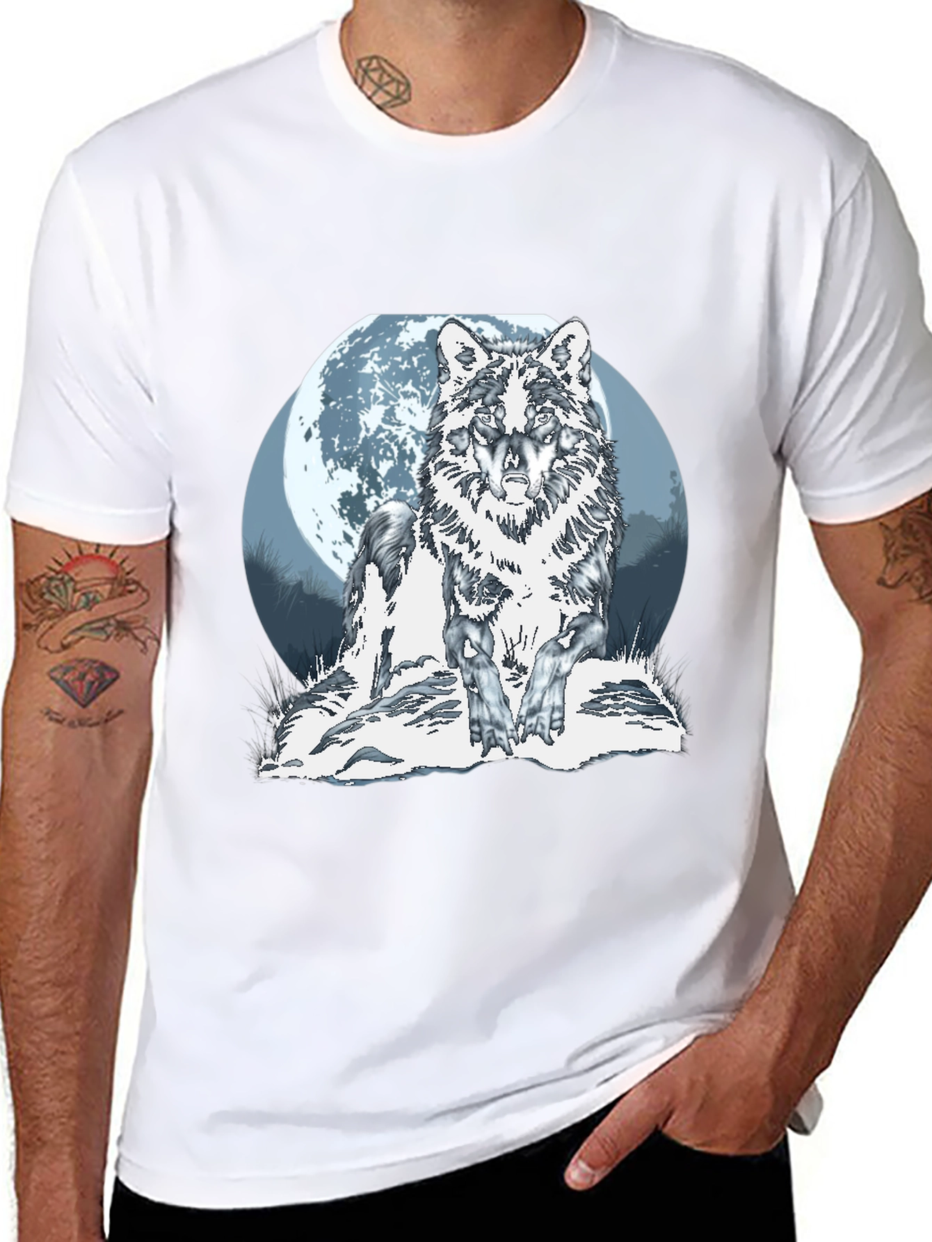 Black Wolf Moon Graphic Tee view 8