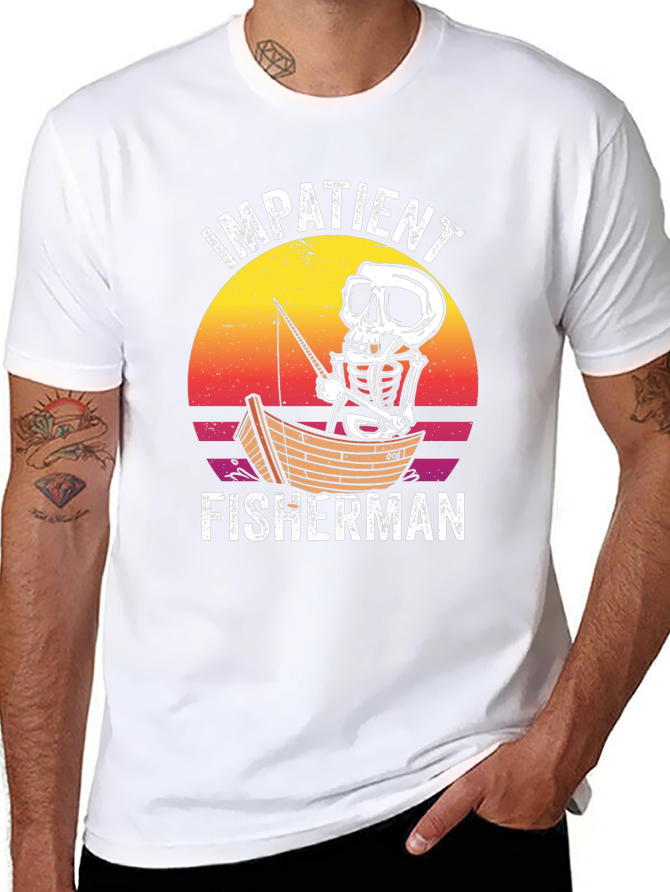 Black Impatient Fisherman Graphic T-Shirt view 8