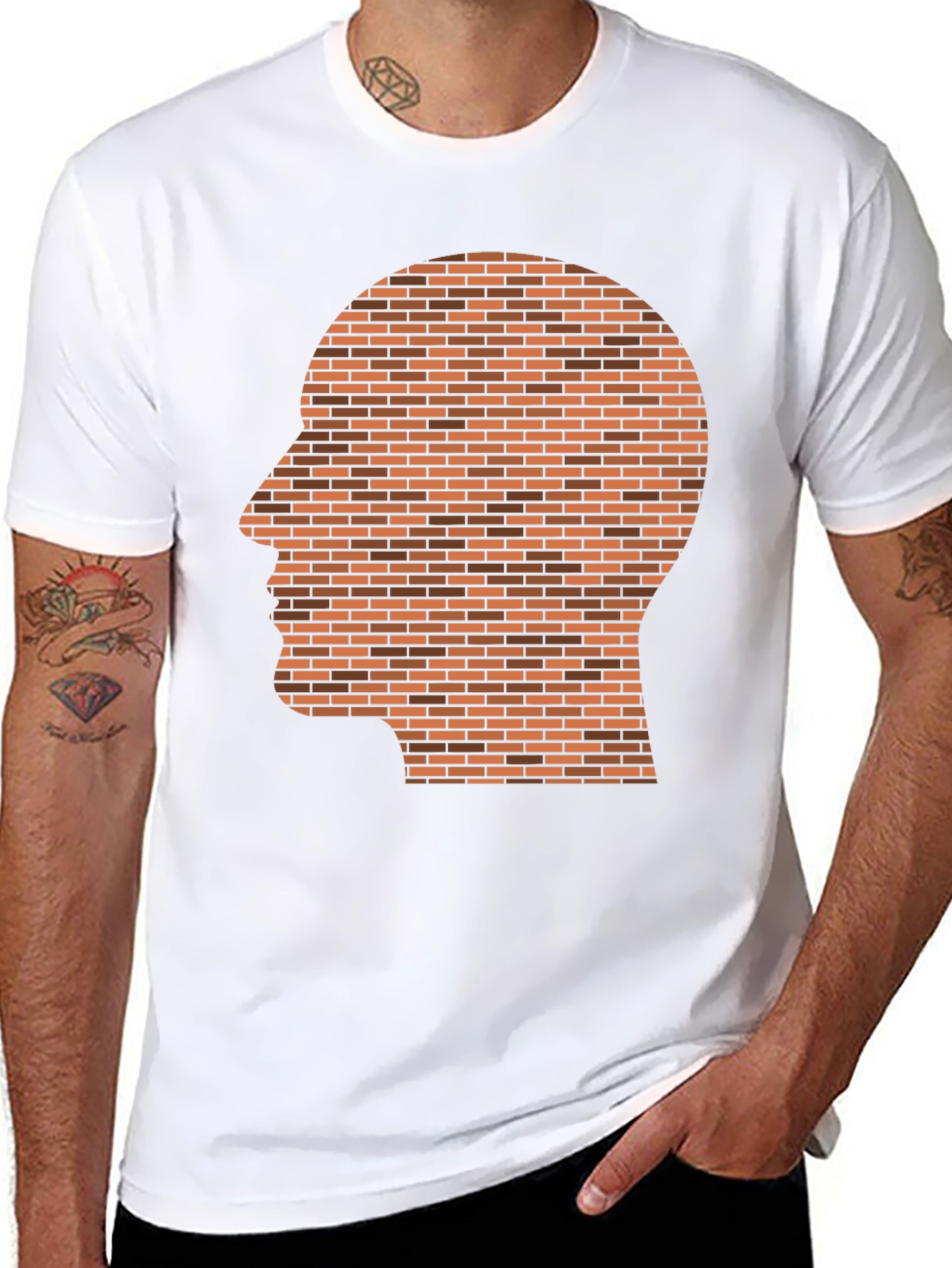 Black Brick Head Graphic T-Shirt - Unique Novelty Design view 8