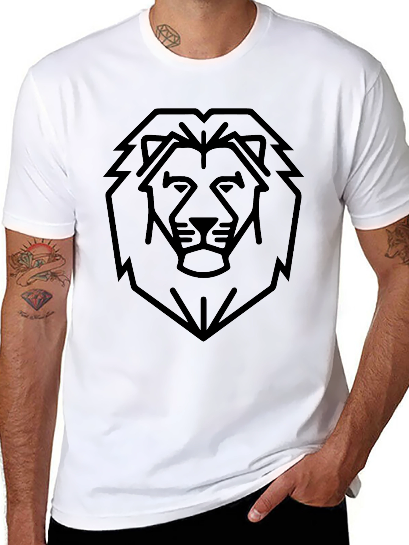 Black Lion Graphic Black T-Shirt view 8