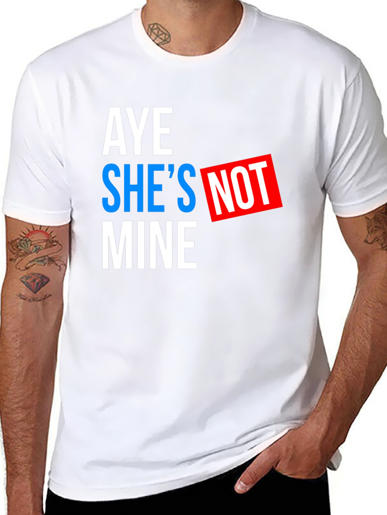 Black Aye She's Not Mine Graphic Tee - Black Cotton T-Shirt view 8