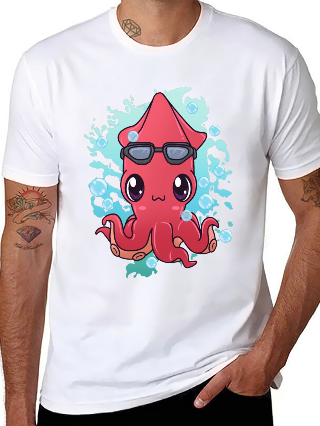 Black Cool Squid Graphic T-Shirt view 8
