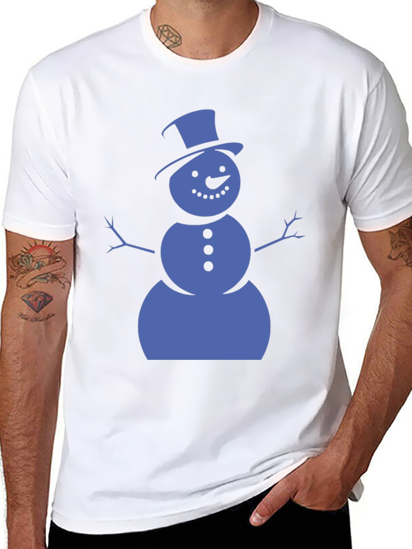Black Snowman Graphic Tee - Black Cotton Shirt view 8