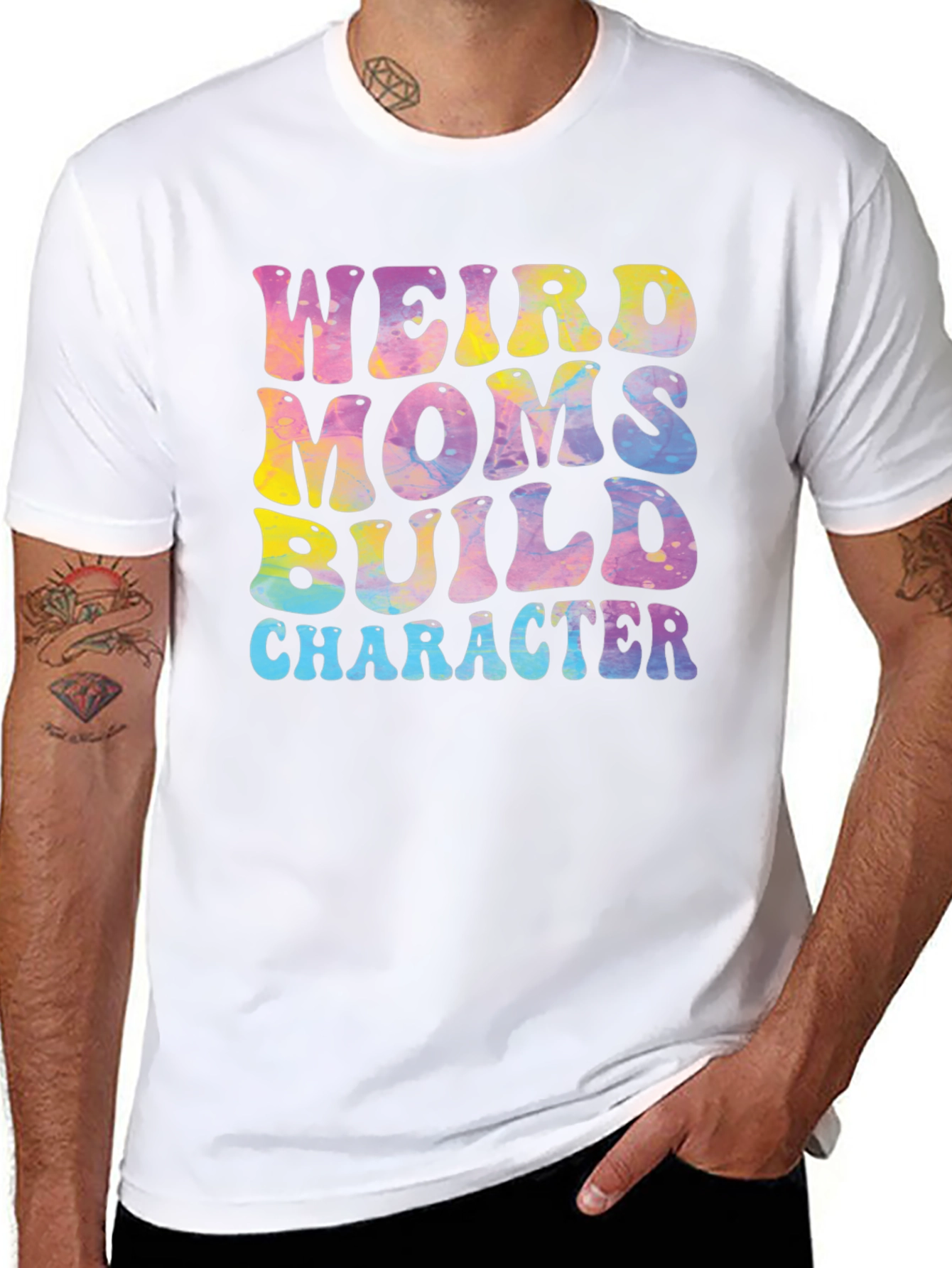 Black Weird Moms Build Character Graphic Tee view 8
