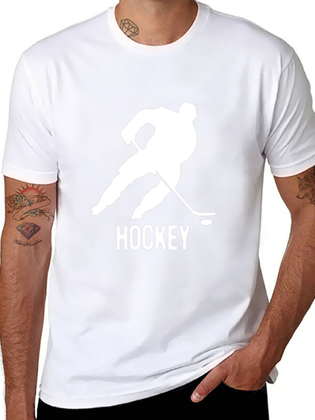 Black Hockey Player Graphic Tee - Stylish Black Cotton T-Shirt view 8