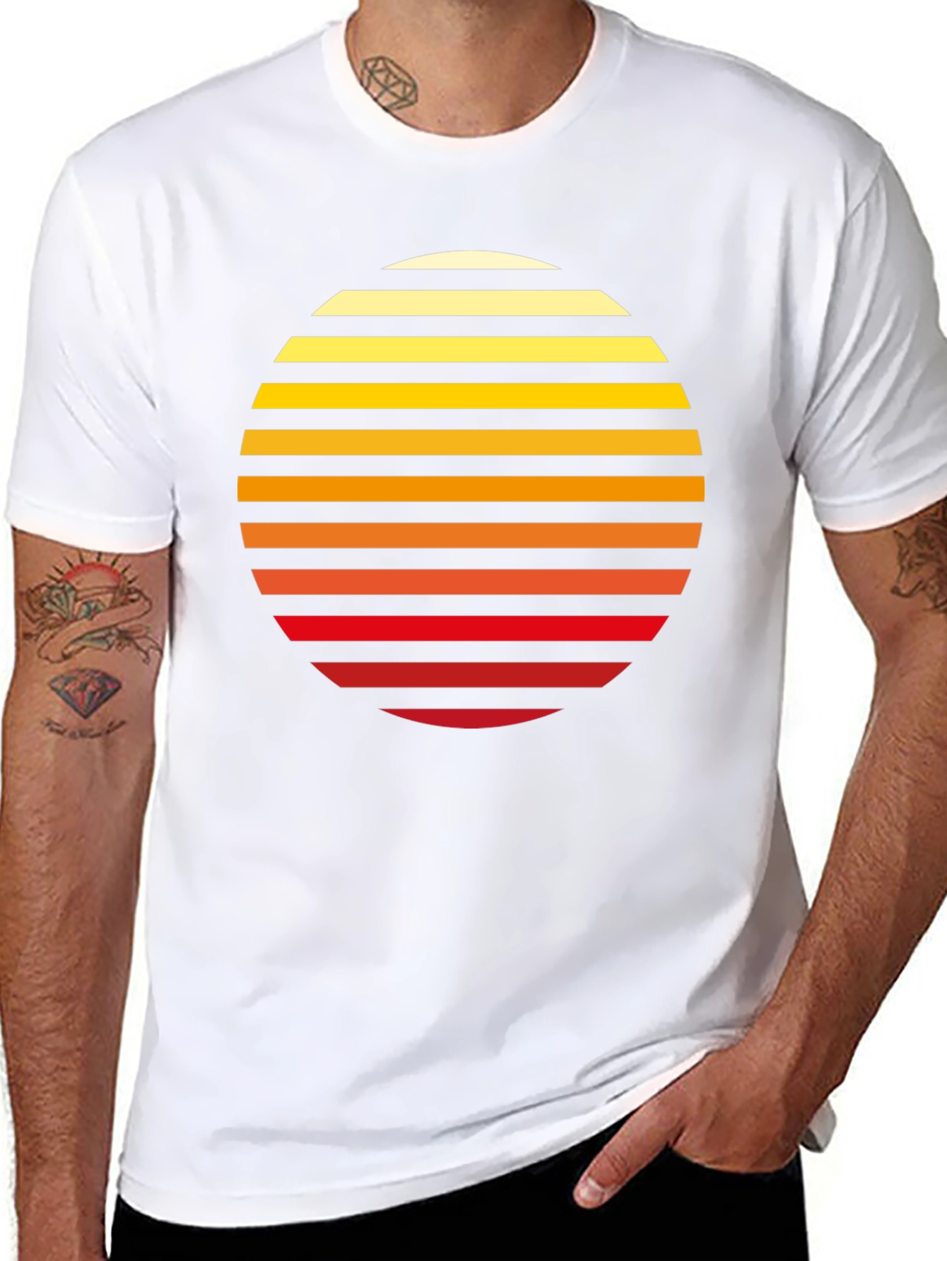 Black Retro Sunset Graphic Tee - Black Cotton Blend view 8