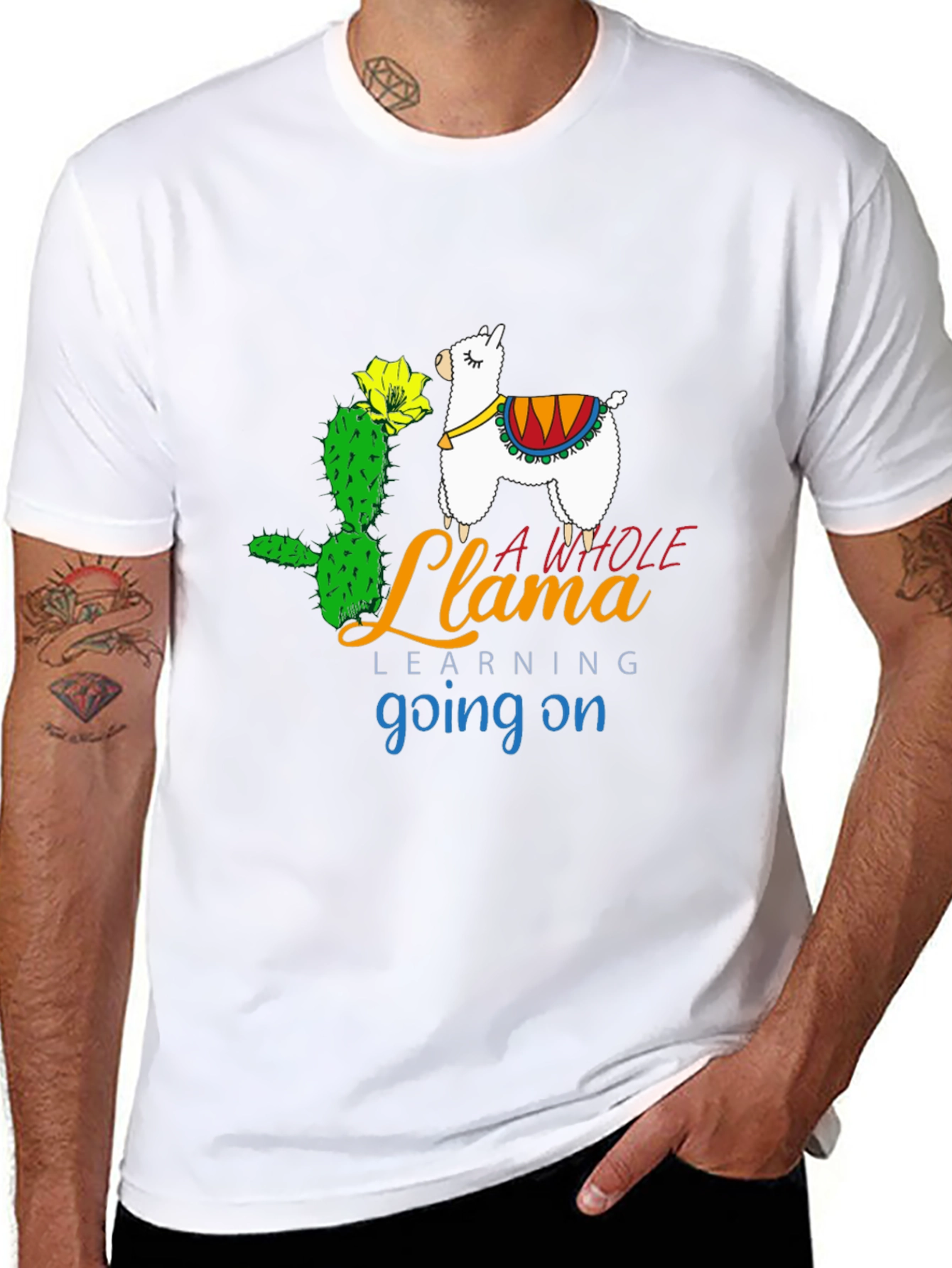 Black Llama Learning Black T-Shirt view 8
