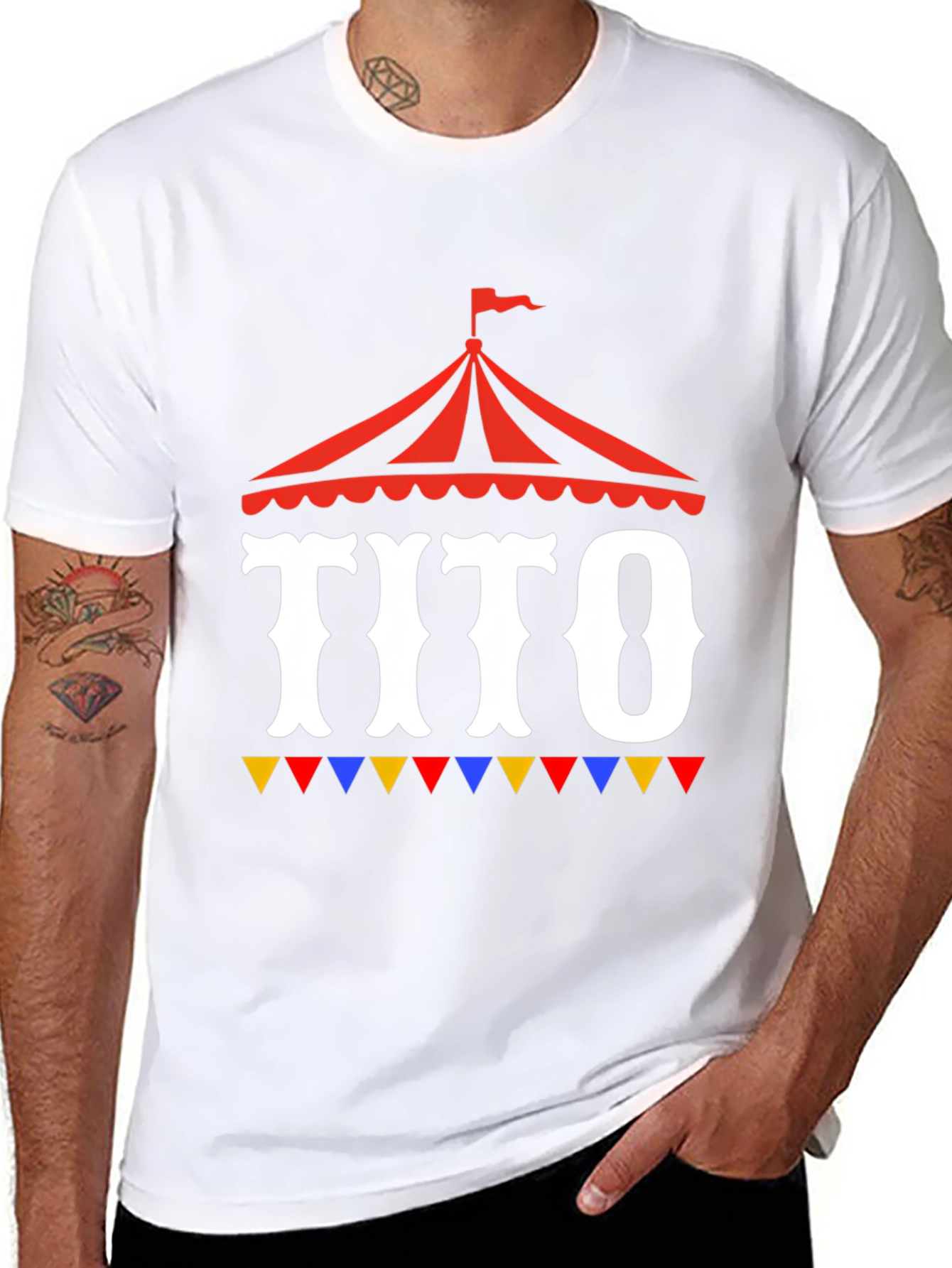 Black Tito Circus Tent Graphic Tee - Fun Party Shirt view 8