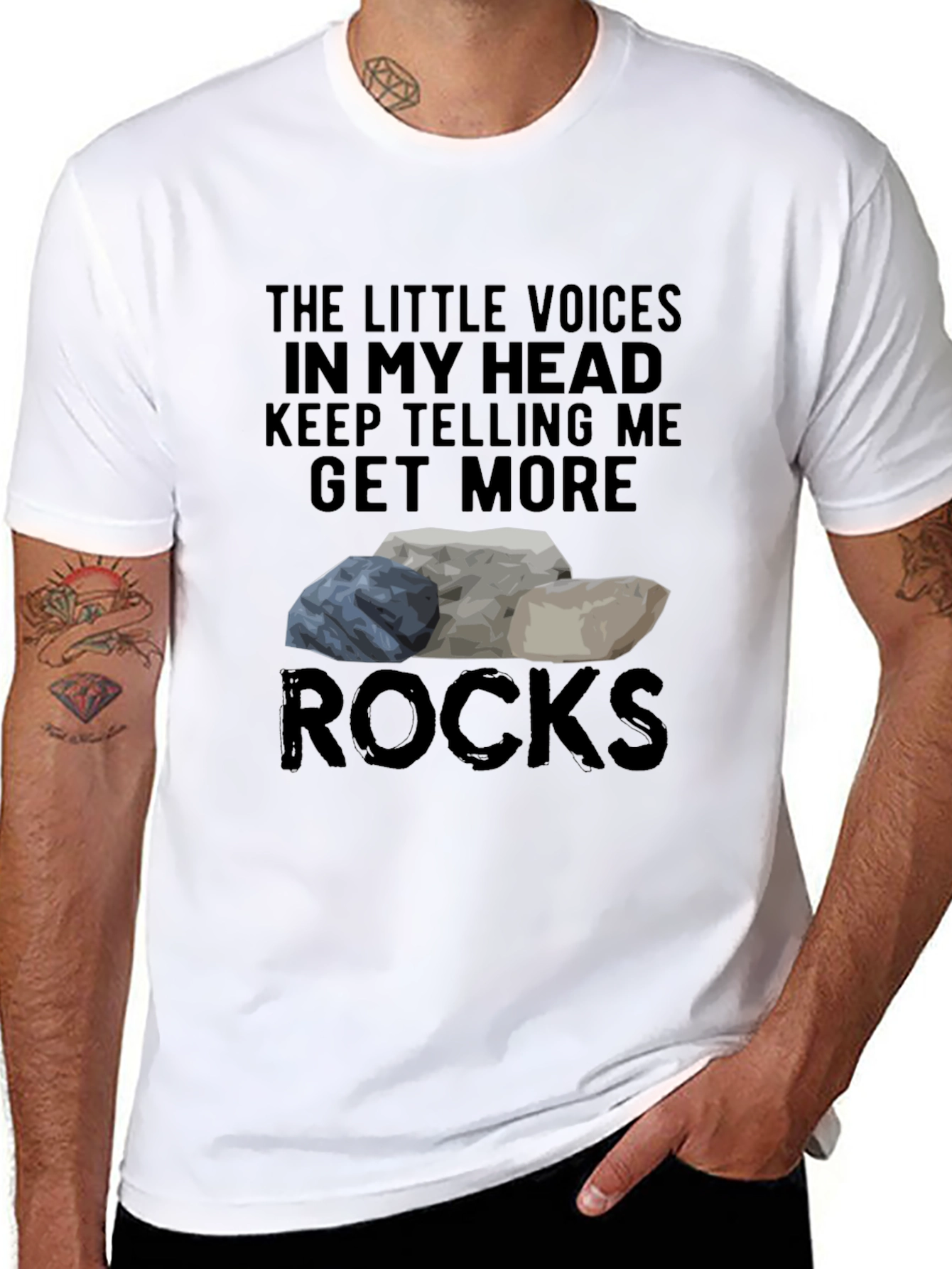 Black Get More Rocks T-Shirt Funny Rock Collector Tee view 8