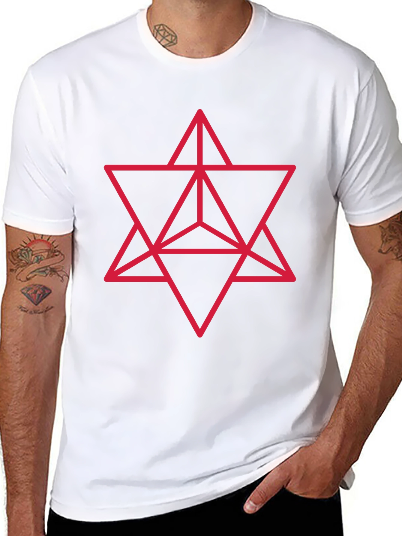 Black Geometric Merkaba Star T-Shirt view 8