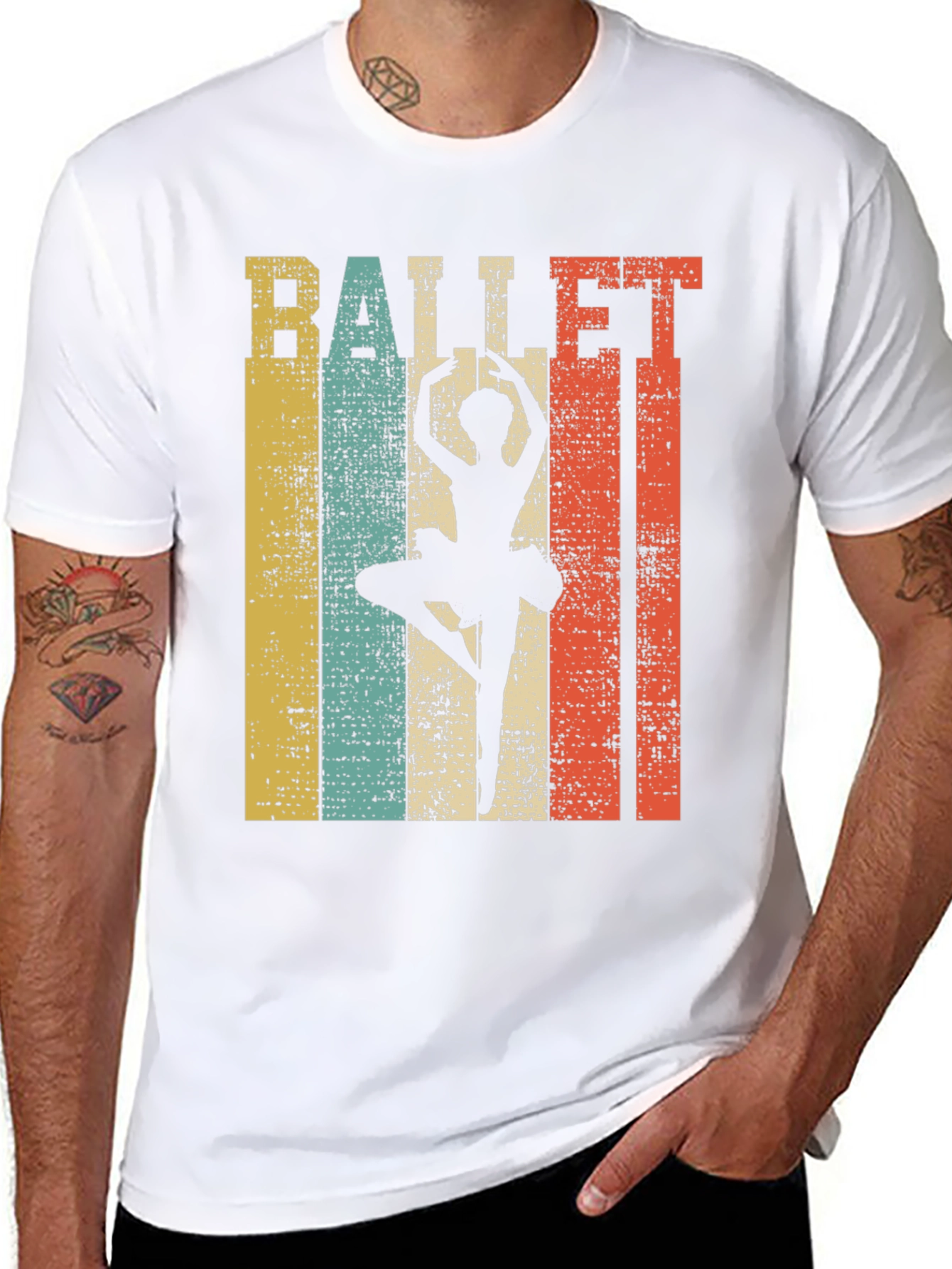 Black Ballet Dancer Retro Style Graphic Tee view 8