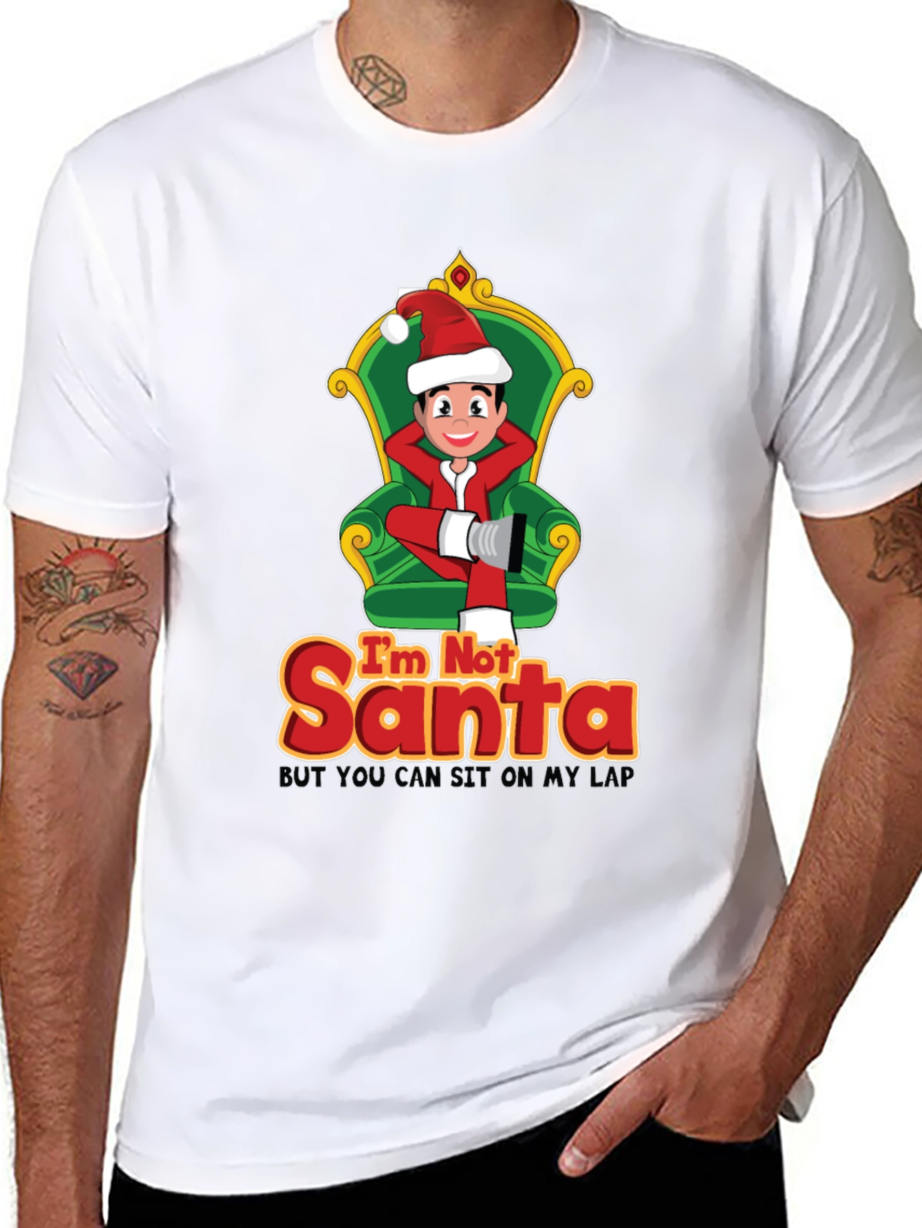 Black Funny Christmas T-Shirt: I'm Not Santa view 8
