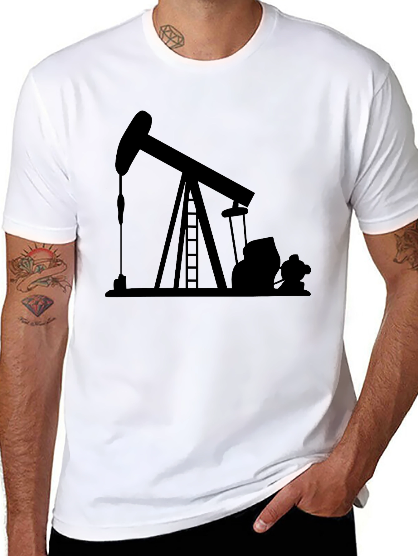Black Oil Derrick Graphic T-Shirt - Black view 8