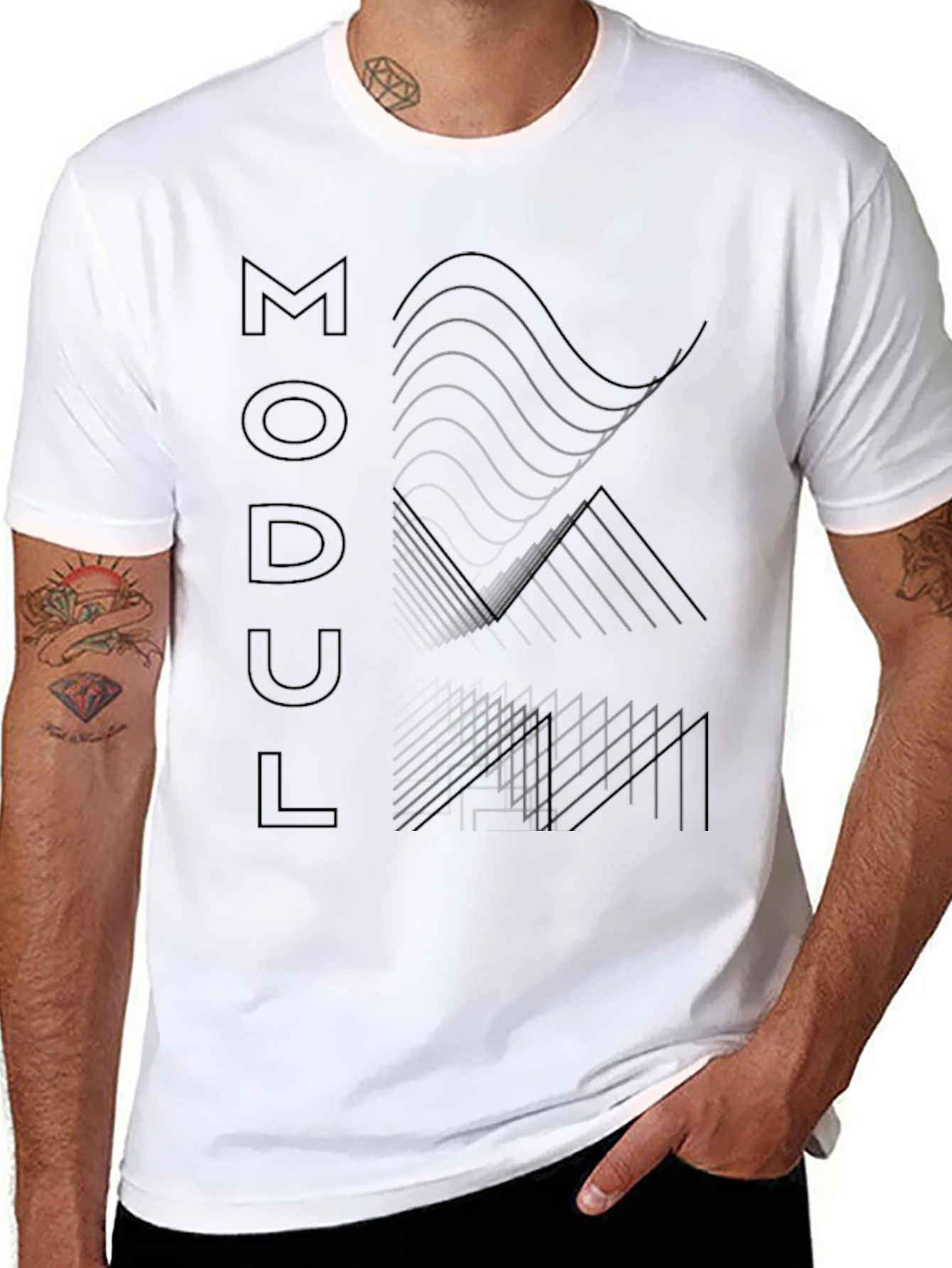 Black Minimalist MODUL Black Graphic Tee view 8