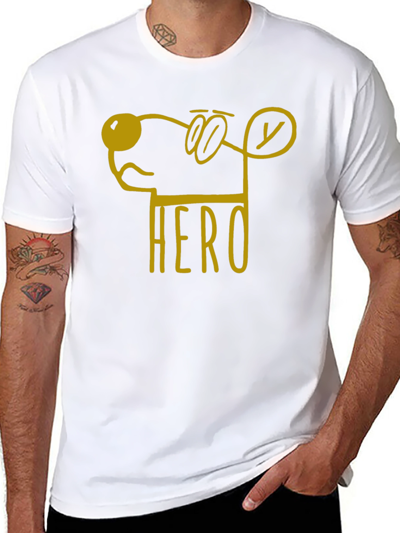 Black Hero Dog Cartoon Graphic Tee - Unisex Black T-Shirt view 8