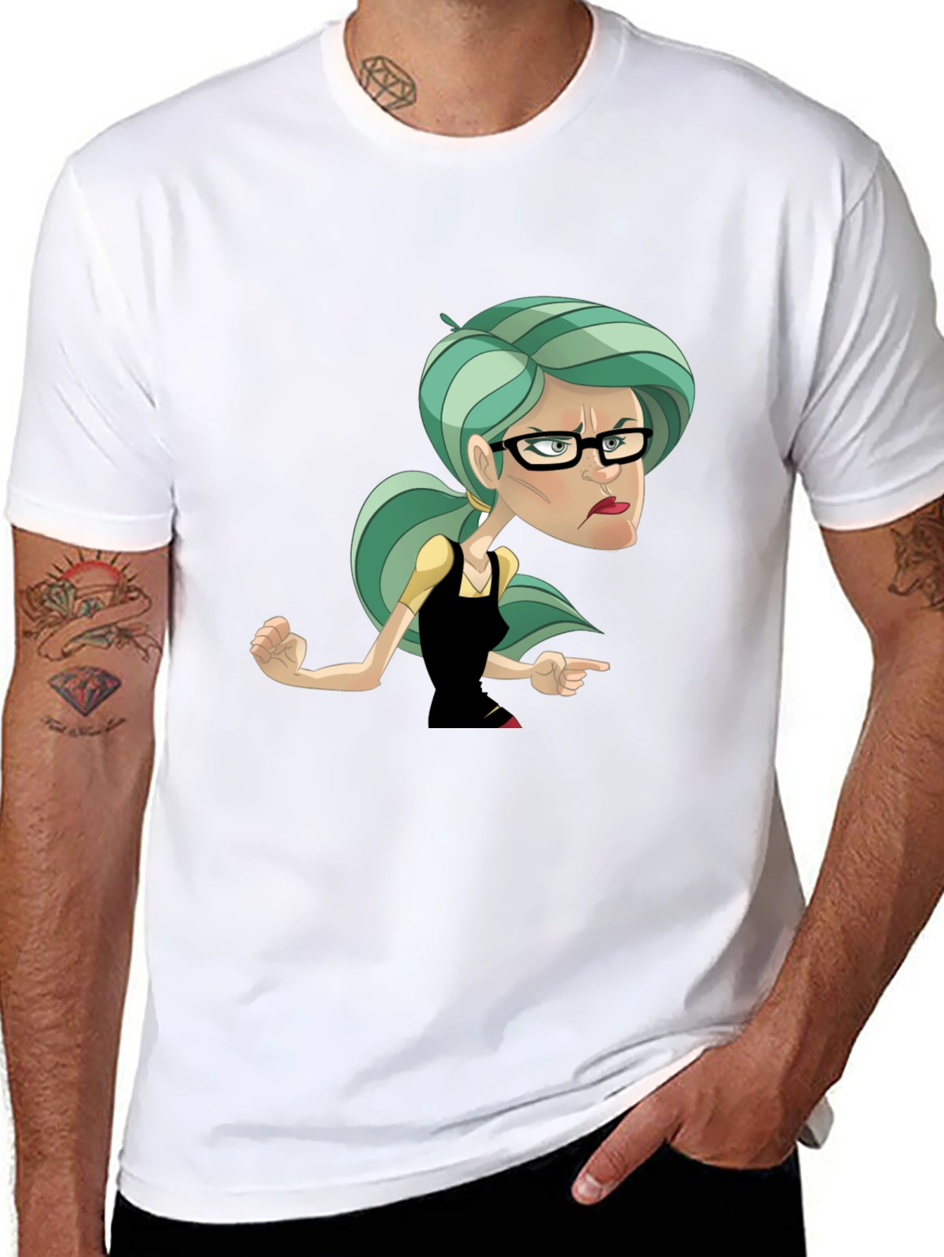 Black Sassy Cartoon Woman Graphic T-Shirt view 8