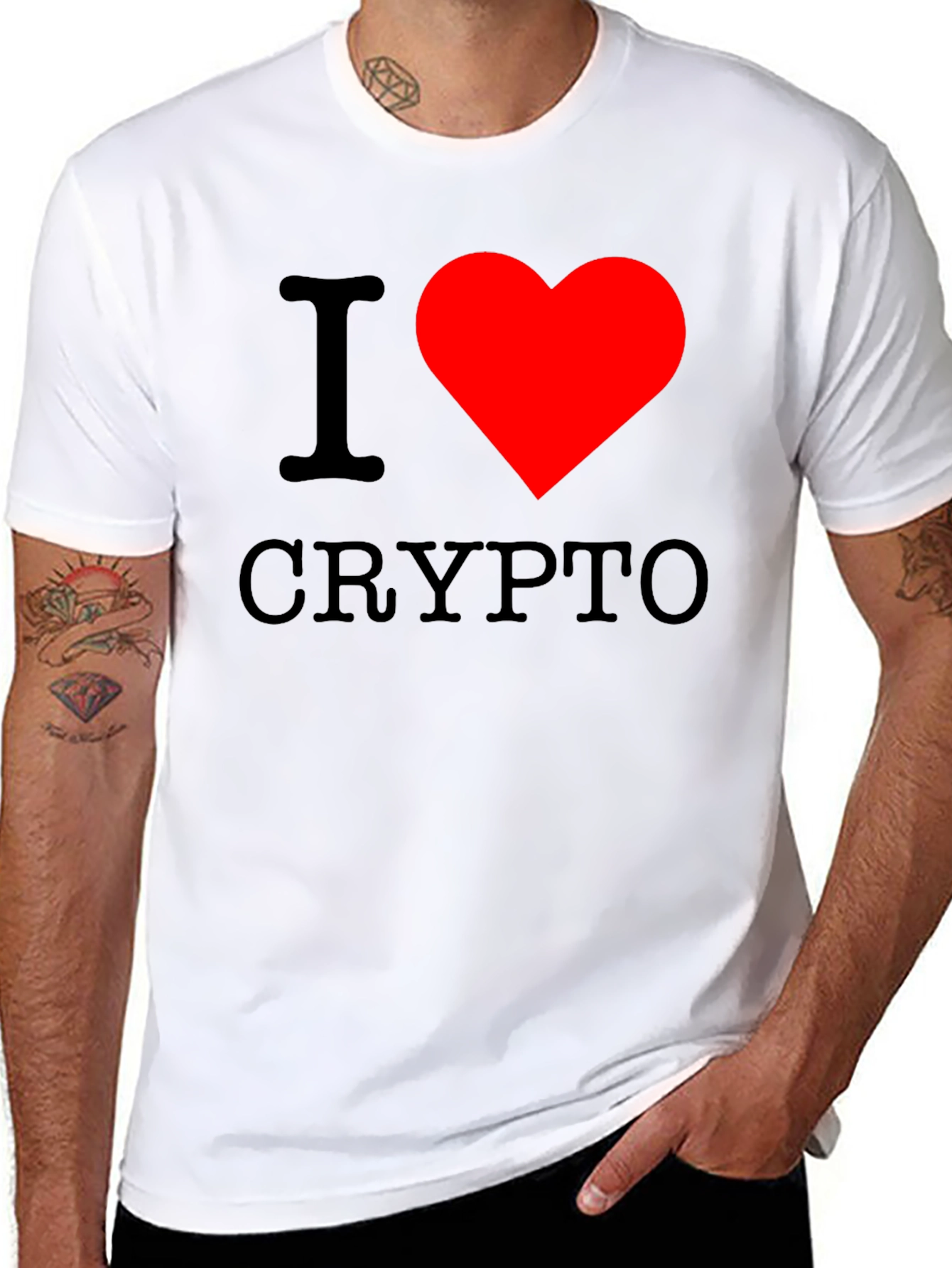 Black I Love Crypto Graphic T-Shirt view 8