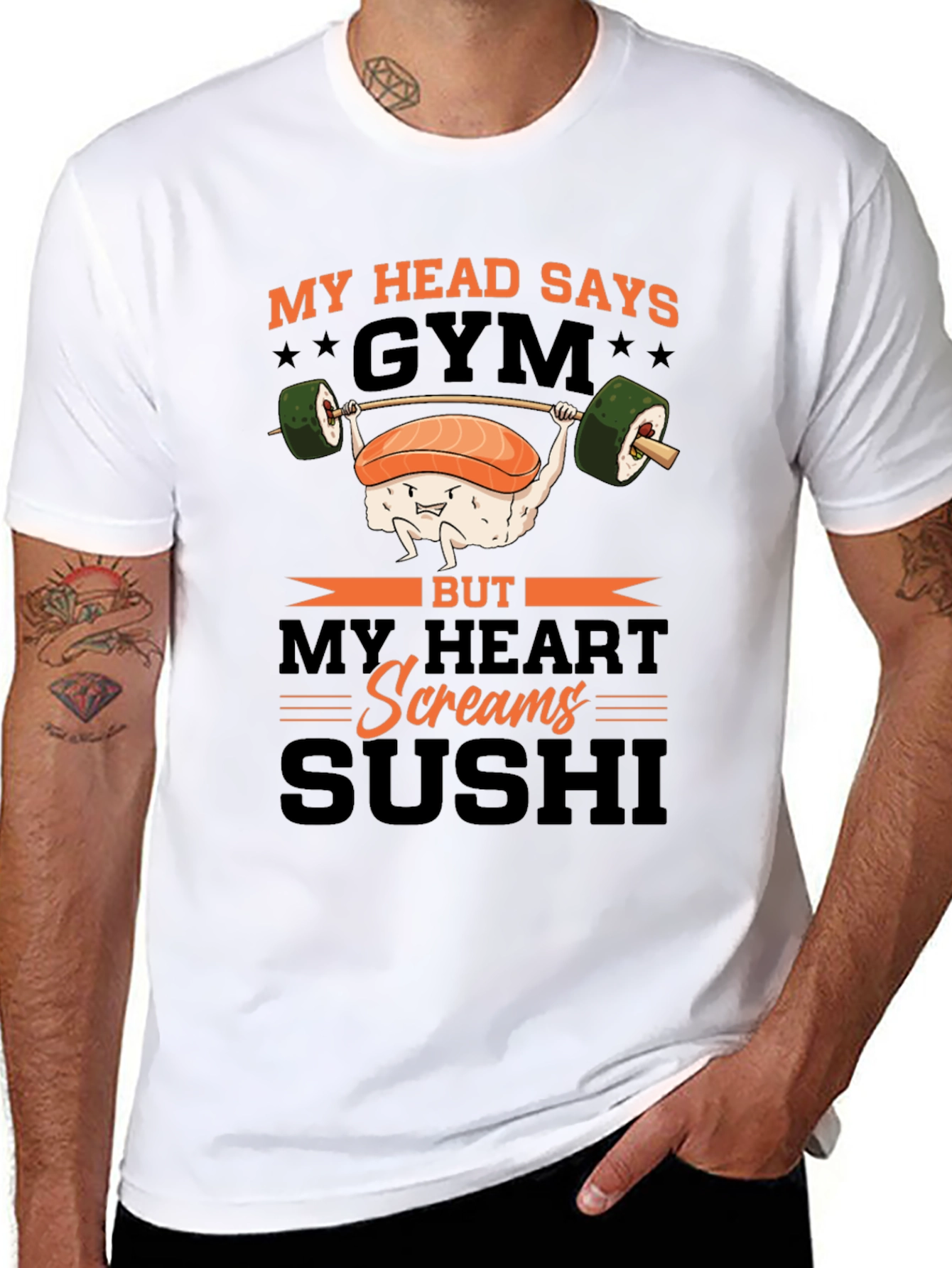 Black Sushi Gym T-Shirt - Humorous Workout Tee view 8