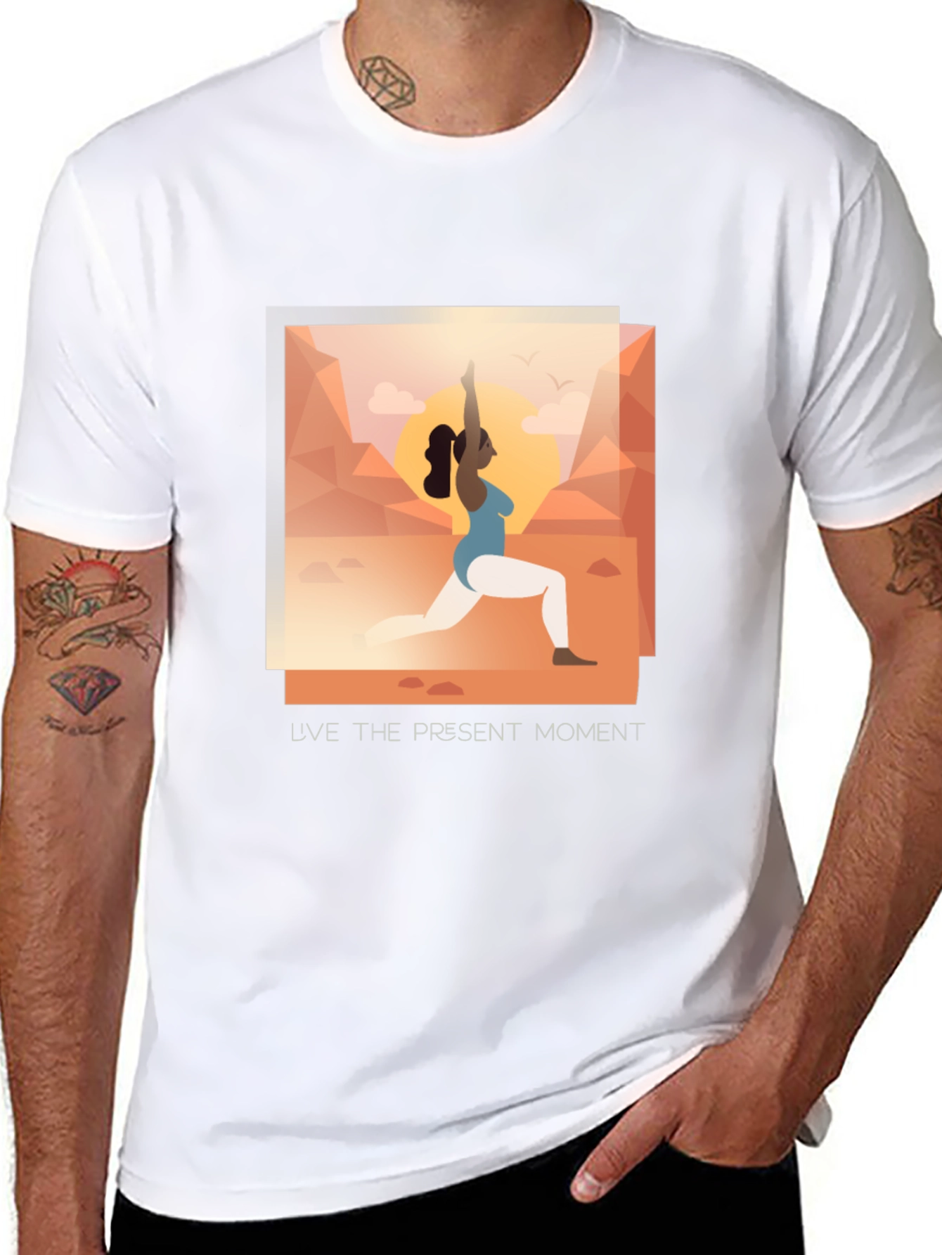 Black Yoga Present Moment Graphic Tee - Unisex view 8