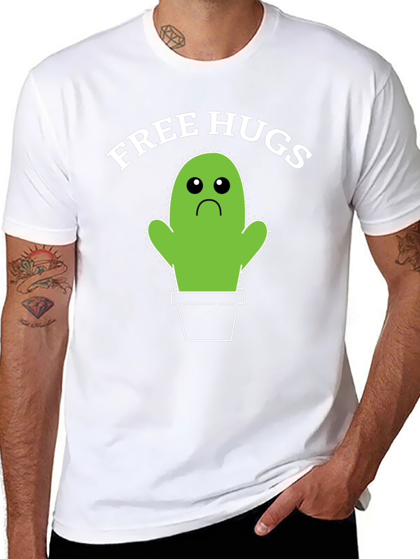 Black Free Hugs Cactus T-Shirt view 8