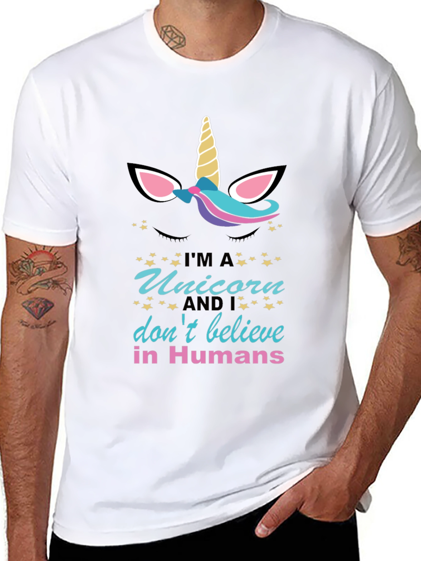 Black Unicorn Graphic T-Shirt: I Don't Believe in Humans view 8