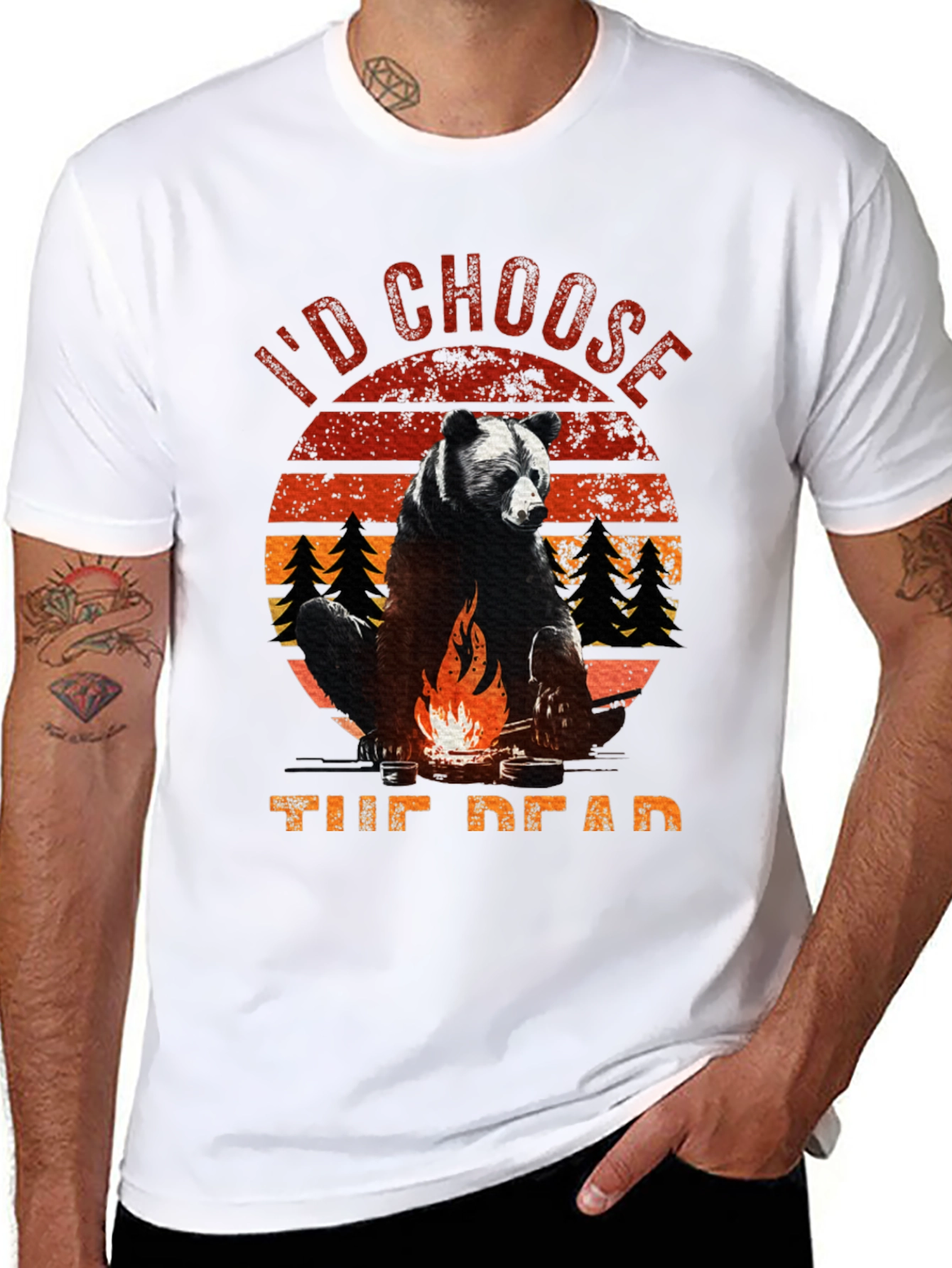 Black I'd Choose the Dead Bear Campfire T-Shirt view 8