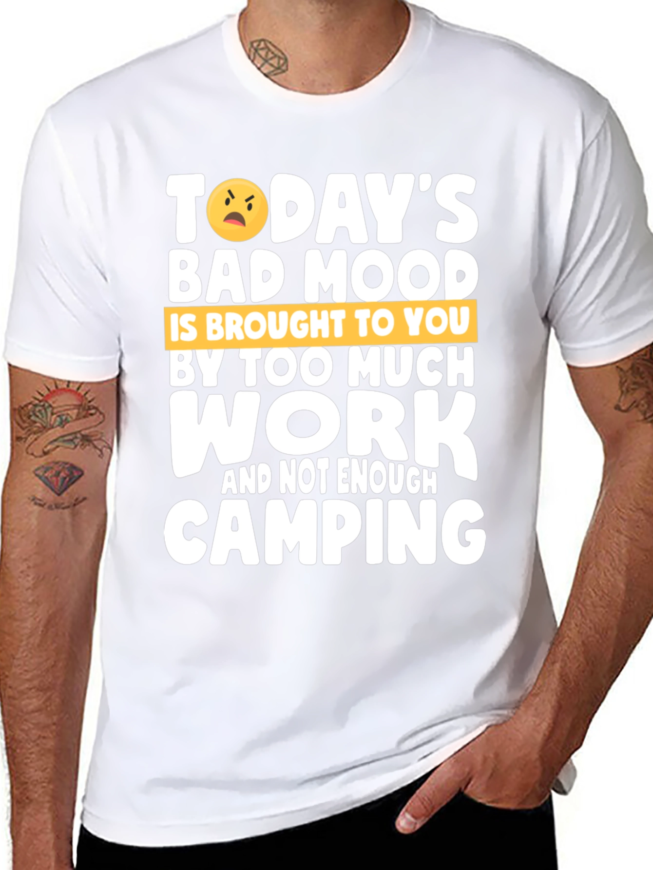 Black Funny Camping Graphic T-Shirt - Bad Mood Work Humor view 8