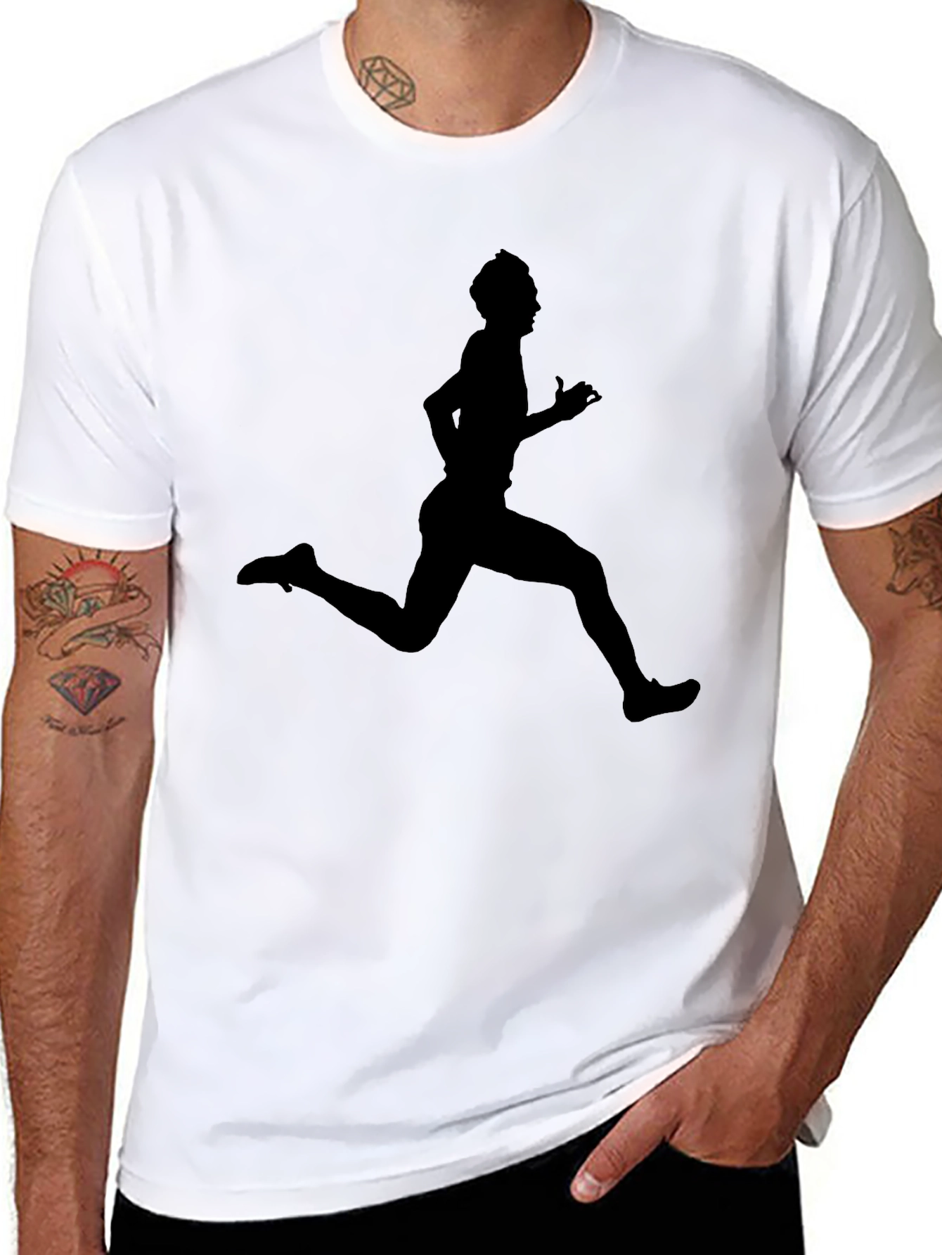 Black Running Man Graphic Black T-Shirt view 8