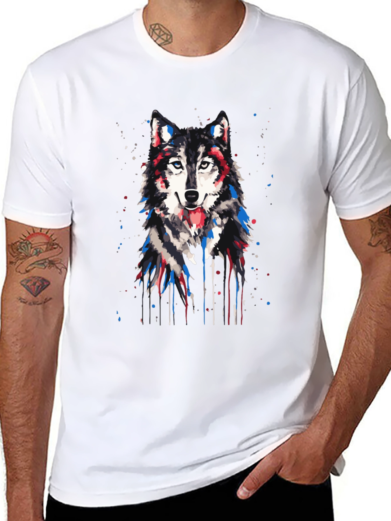 Black Wolf Graphic Print T-Shirt view 8