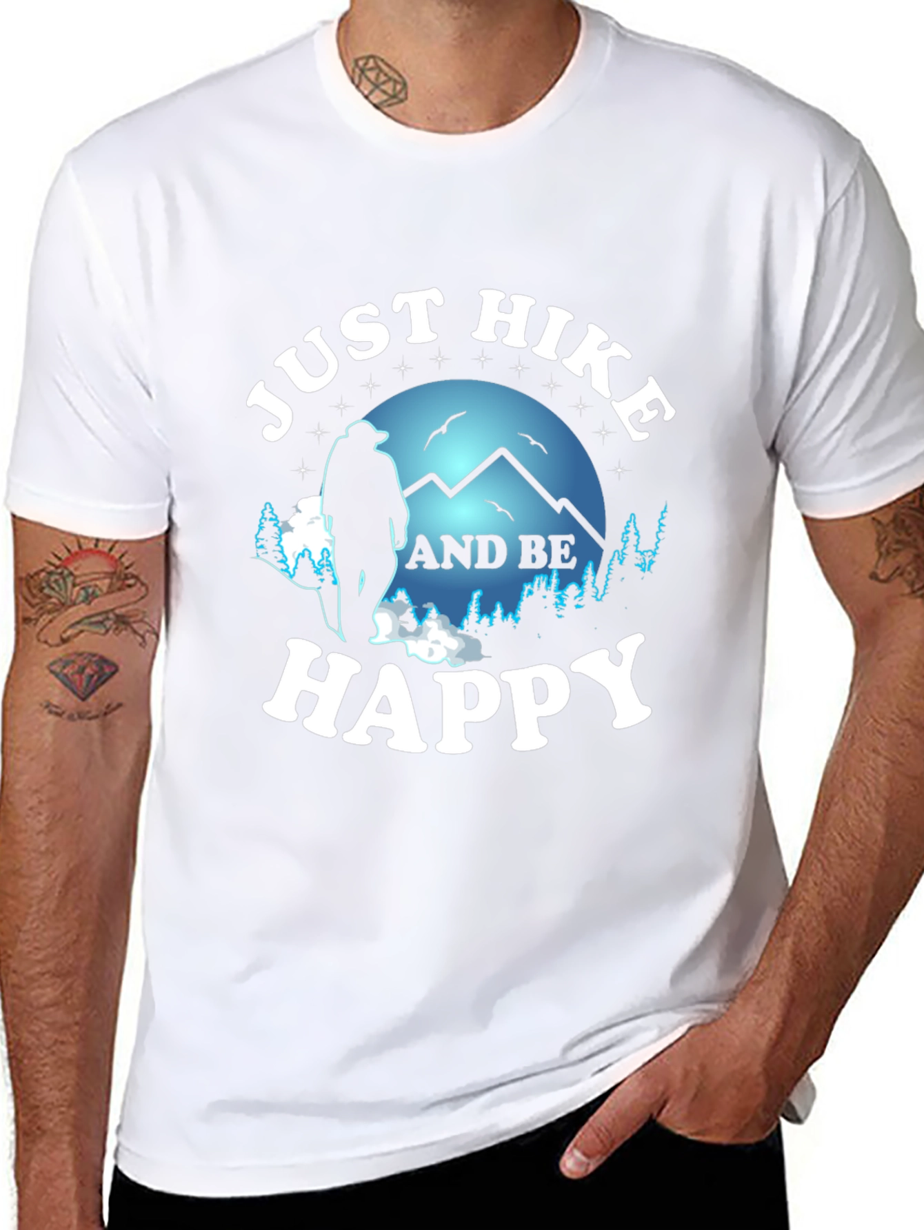Black Just Hike and Be Happy Graphic T-Shirt view 8