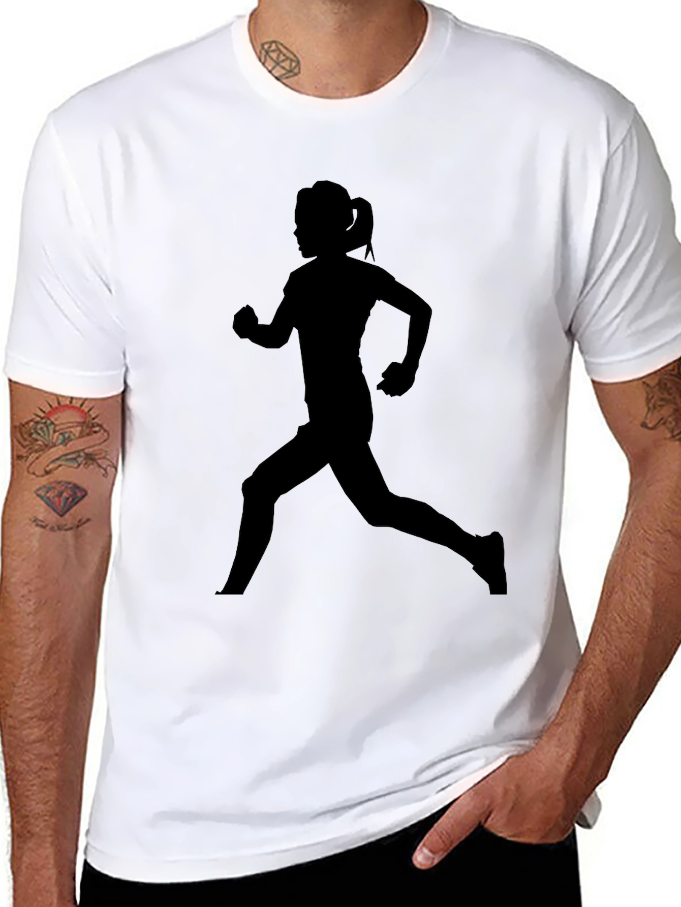 Black Runner Silhouette Tee - Black Graphic T-Shirt view 8