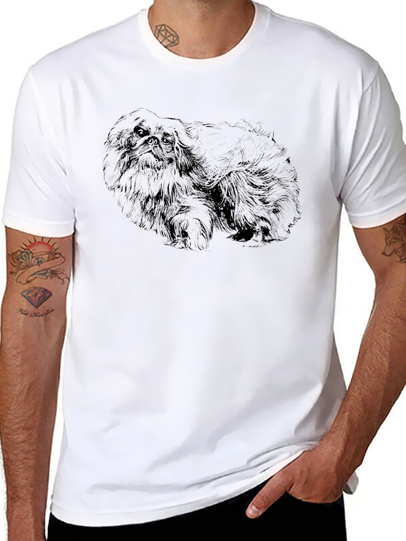 Black Pekingese Dog Graphic Tee - Casual Style view 8