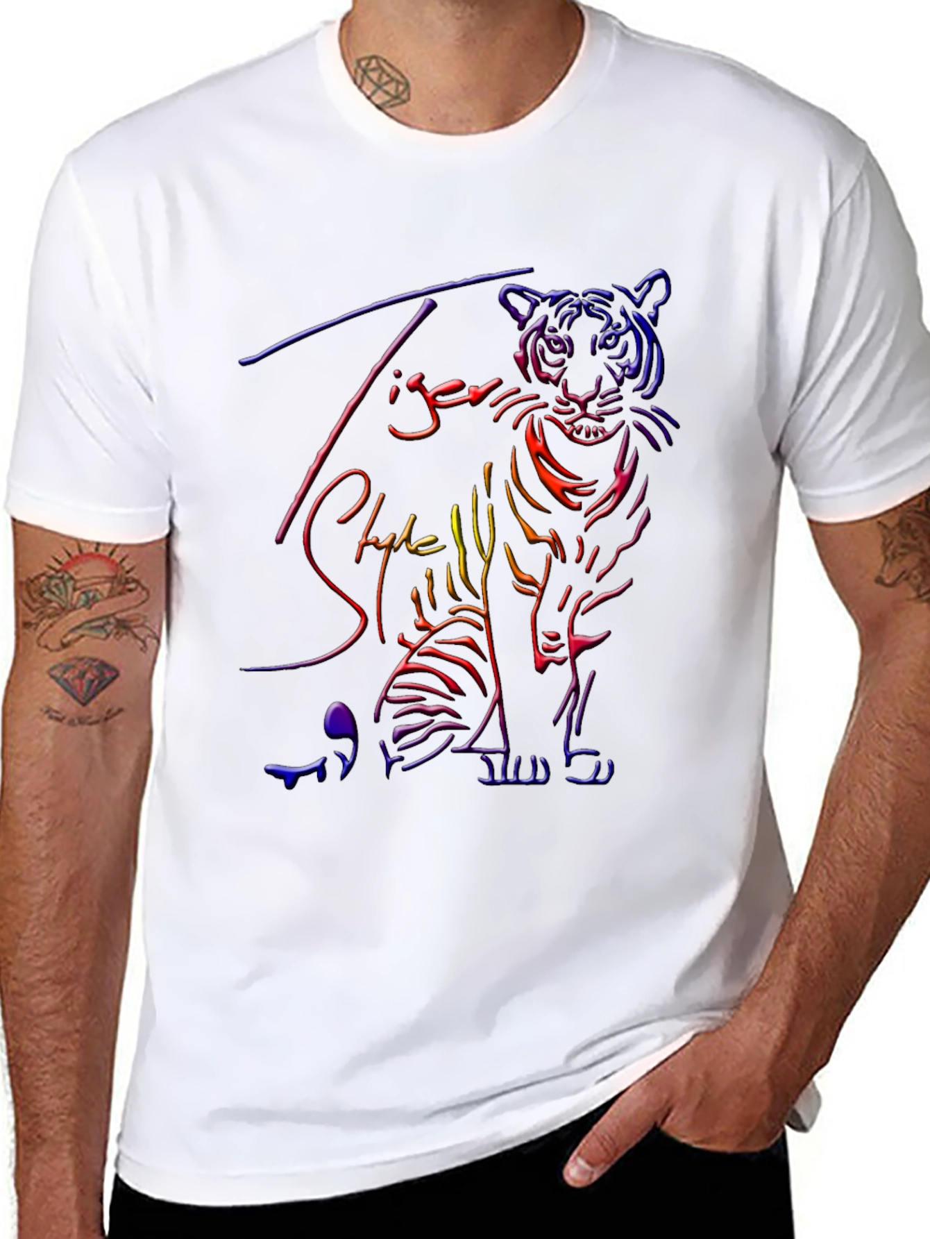 Black Neon Tiger Graphic T-Shirt - Cool Style view 8