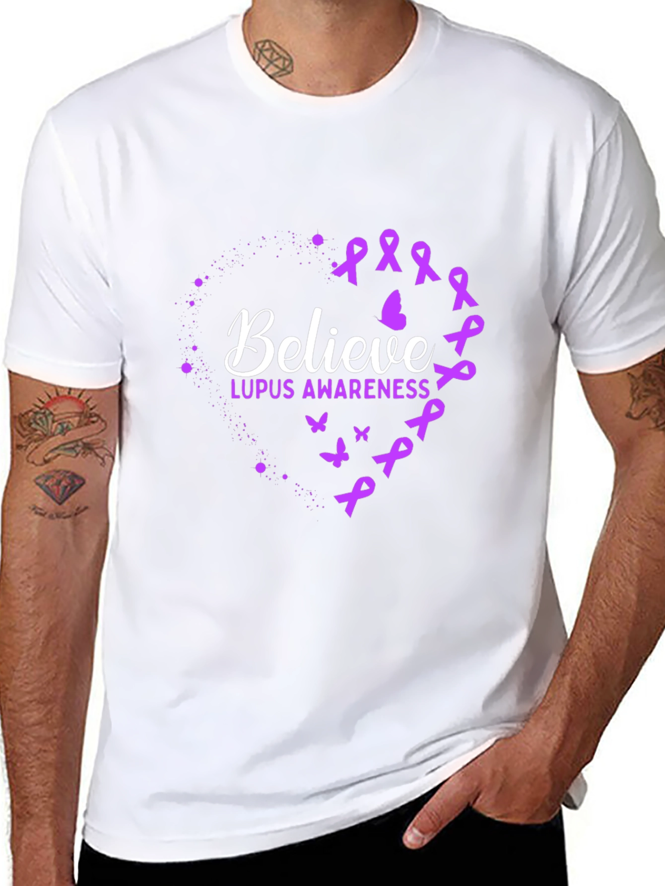 Black Believe Lupus Awareness T-Shirt - Unisex view 8