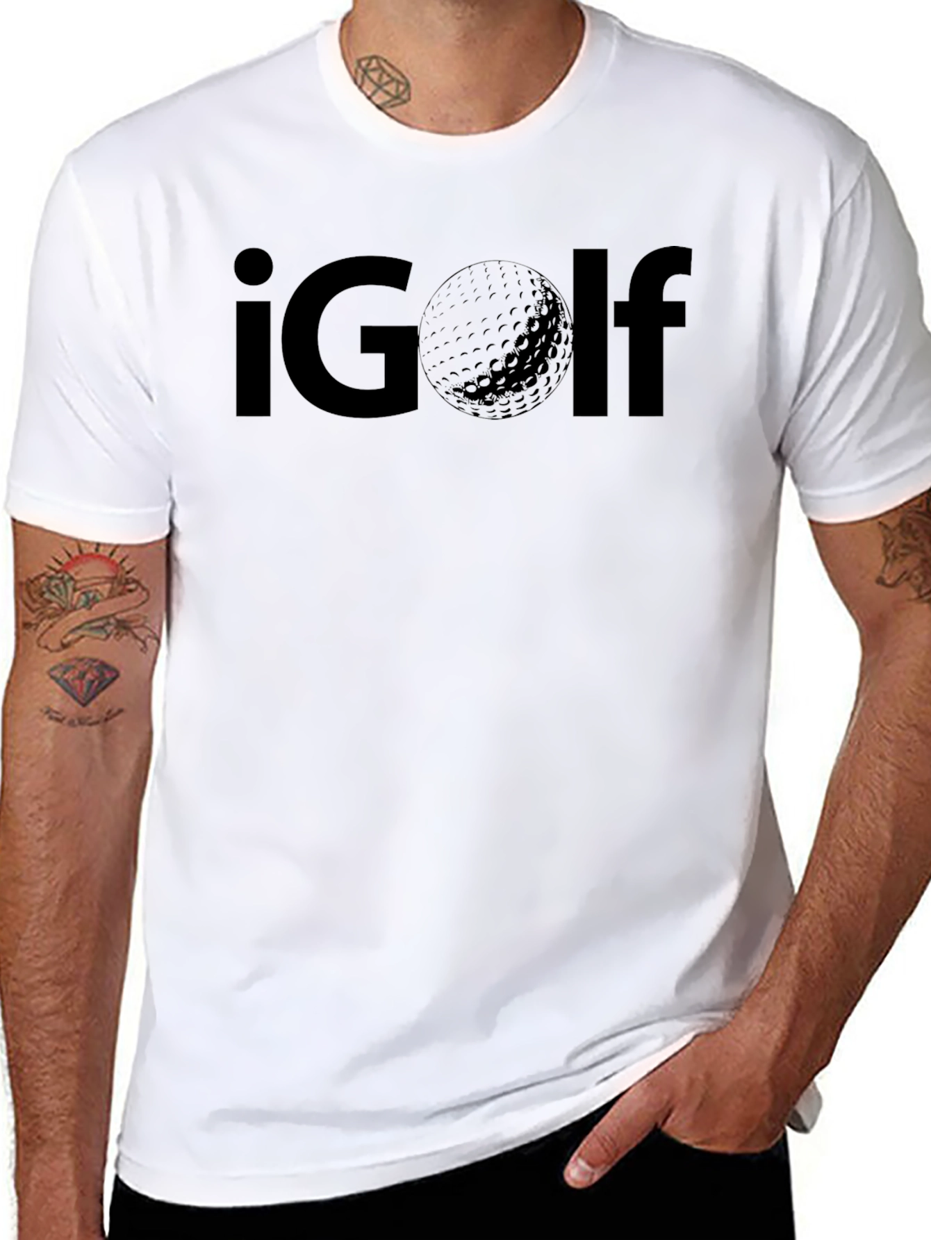 Black iGolf Graphic Tee - Black Cotton Golf Lover T-Shirt view 8