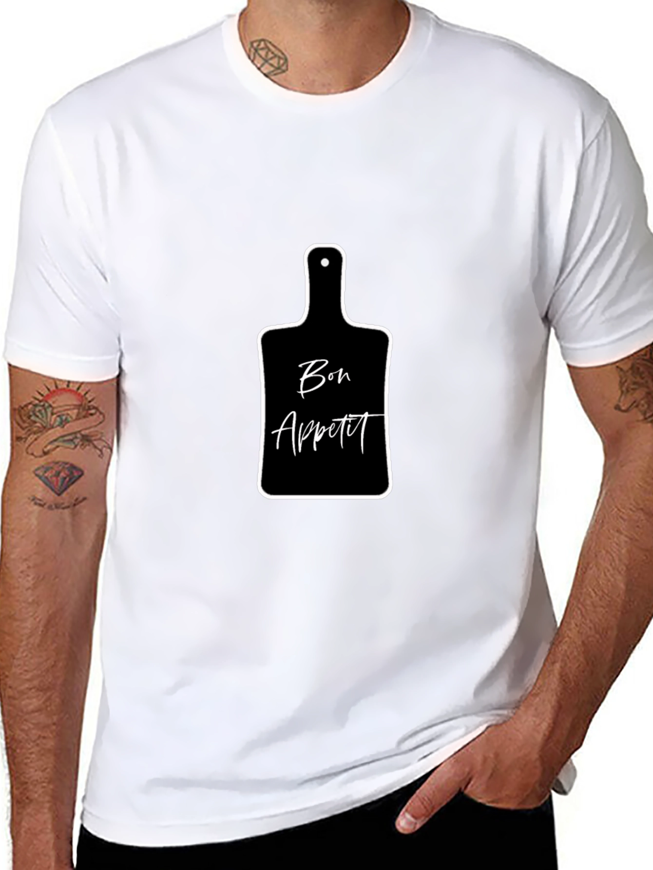 Black Bon Appétit Cutting Board Graphic T-Shirt view 8