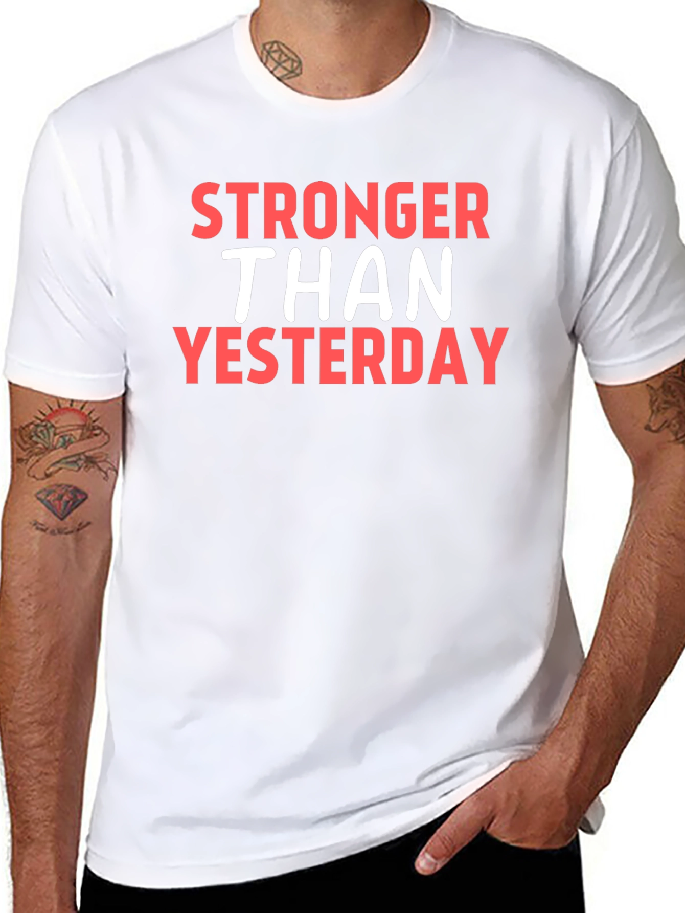 Black Stronger Than Yesterday Graphic Tee view 8