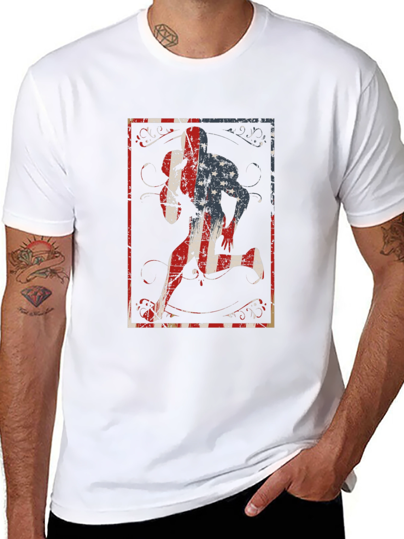 Black American Football Player Graphic Tee view 8