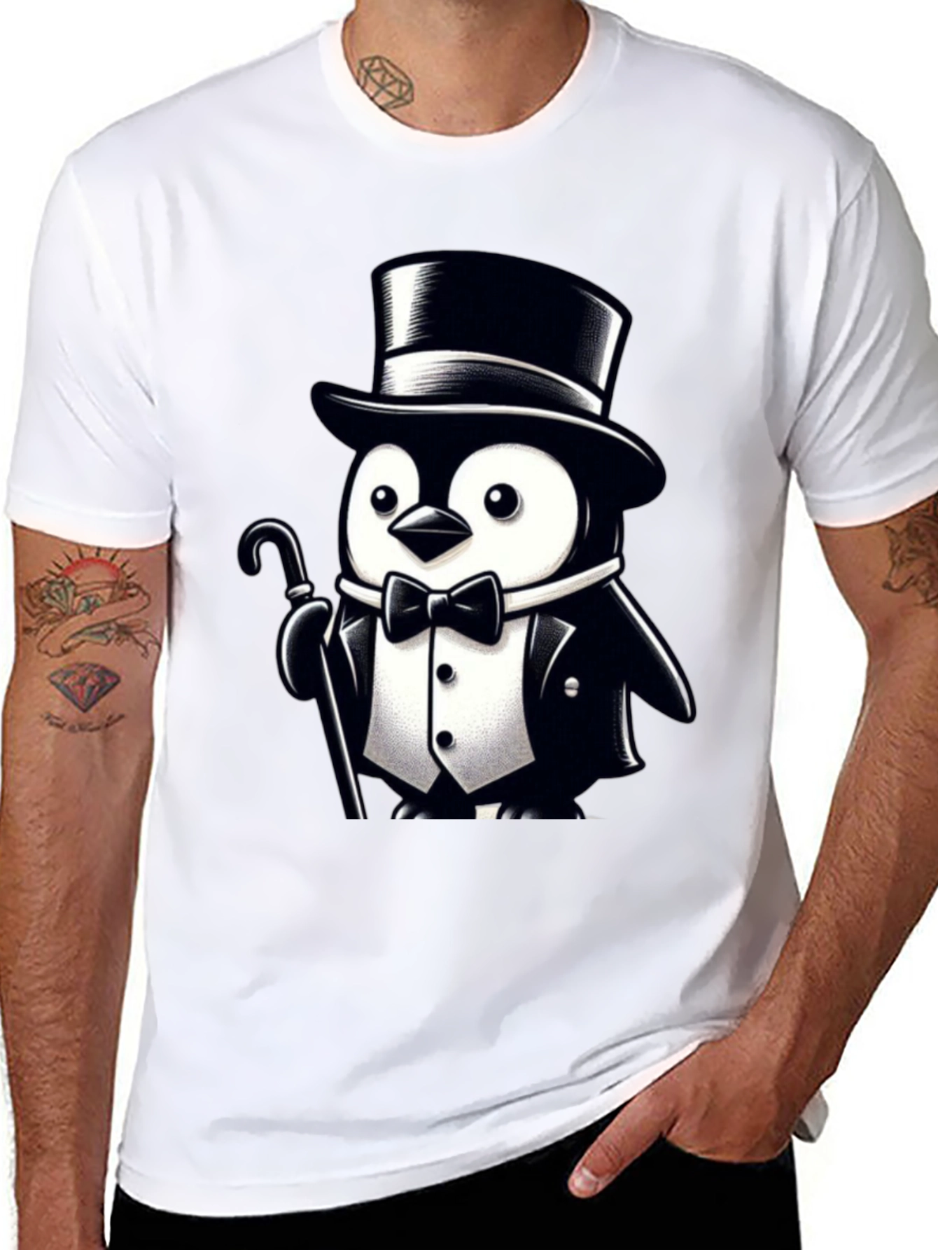 Black Penguin Tuxedo Graphic Tee - Classy Cool view 8