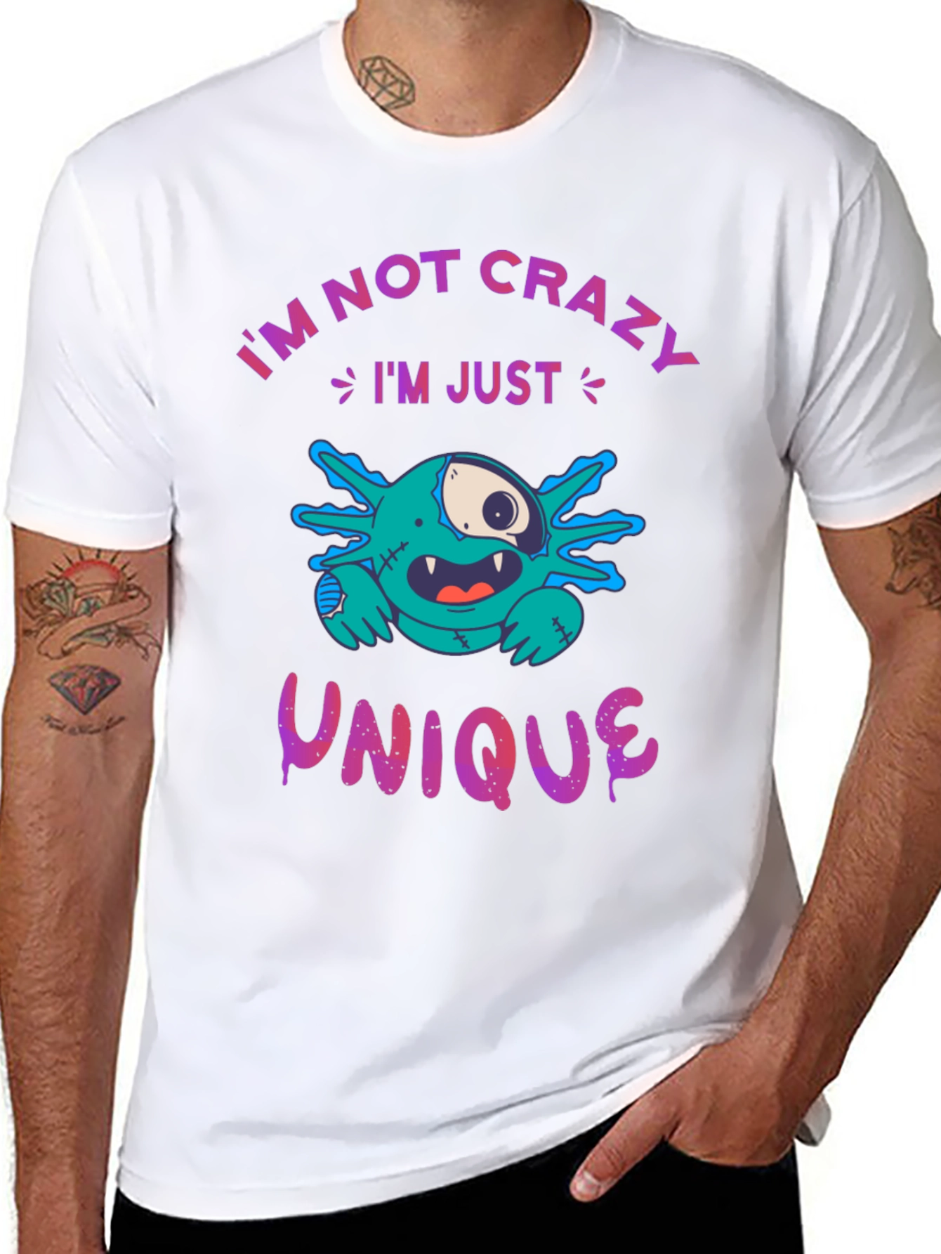 Black I'm Not Crazy, I'm Unique Graphic T-Shirt view 8