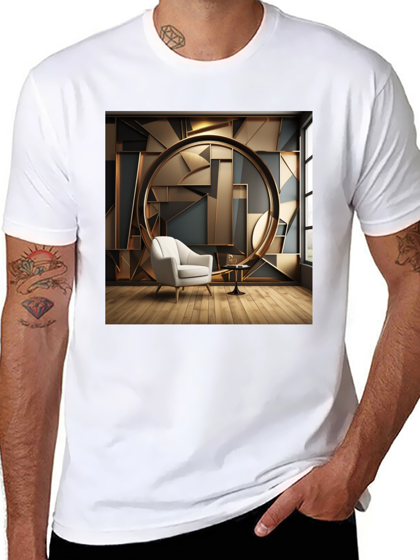 Black Modern Art Deco T-Shirt view 8