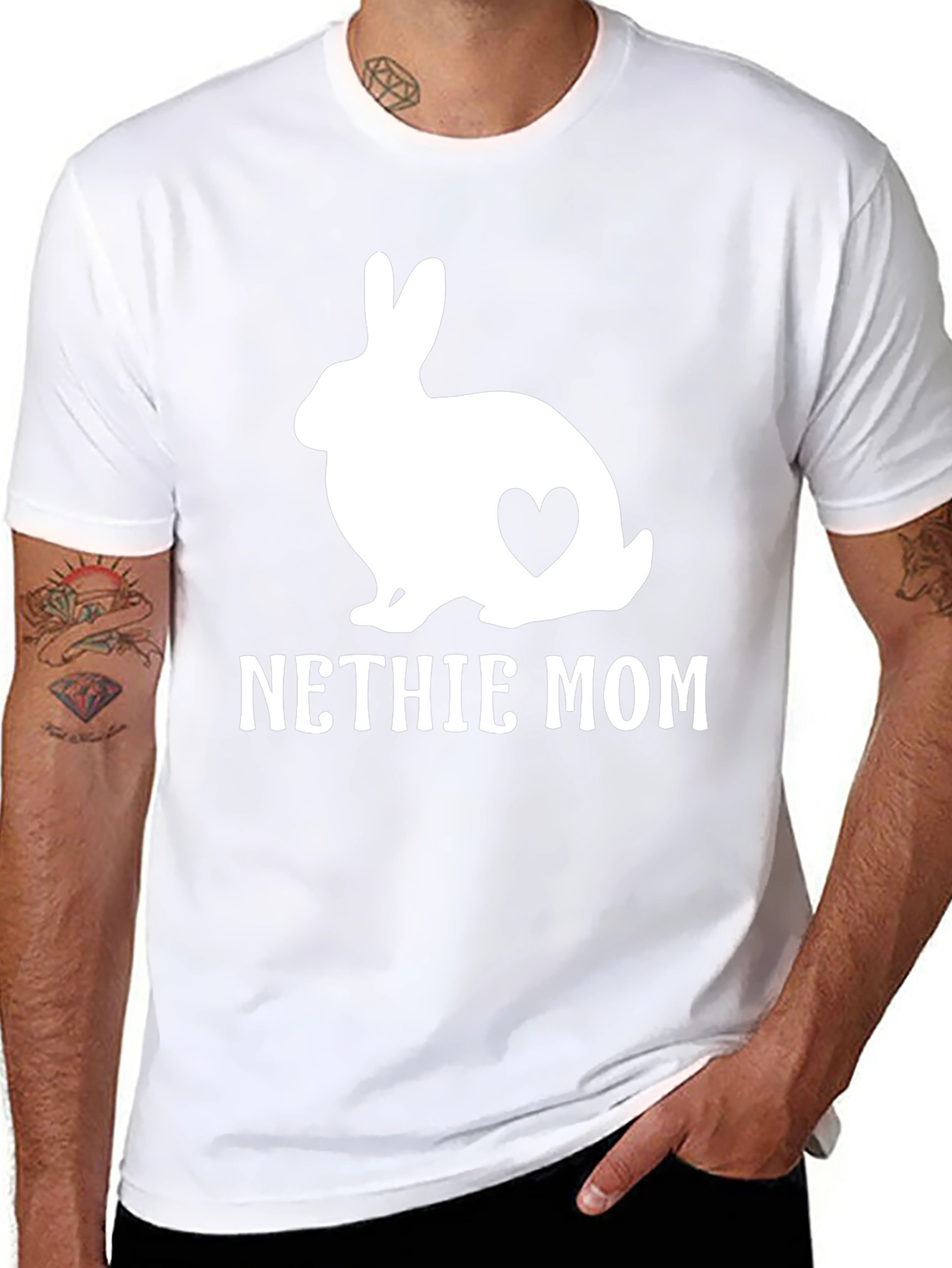 Black Nethie Mom Rabbit Graphic T-Shirt view 8