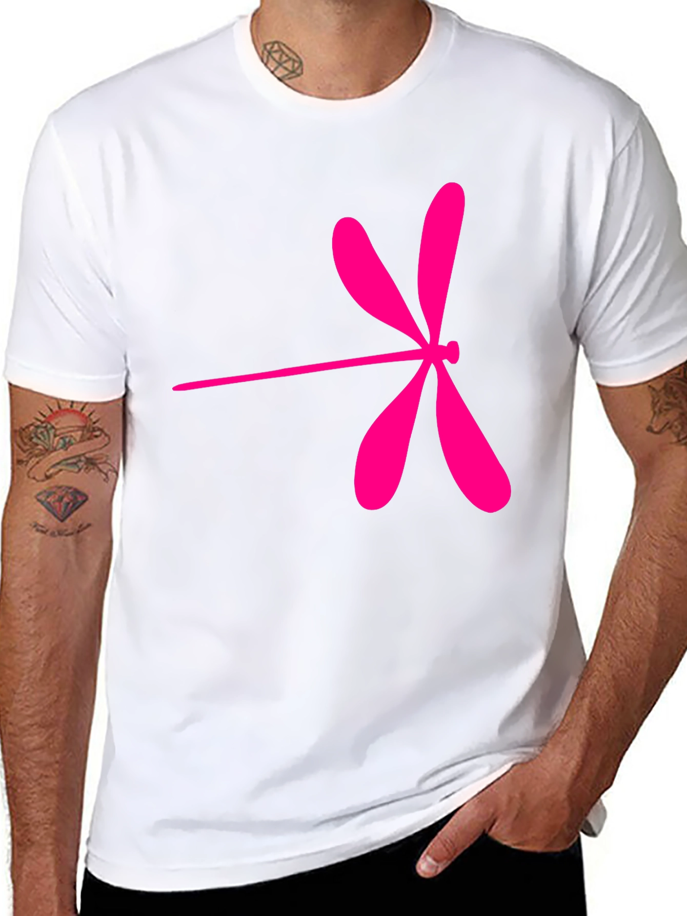 Black Pink Dragonfly Graphic T-Shirt view 8